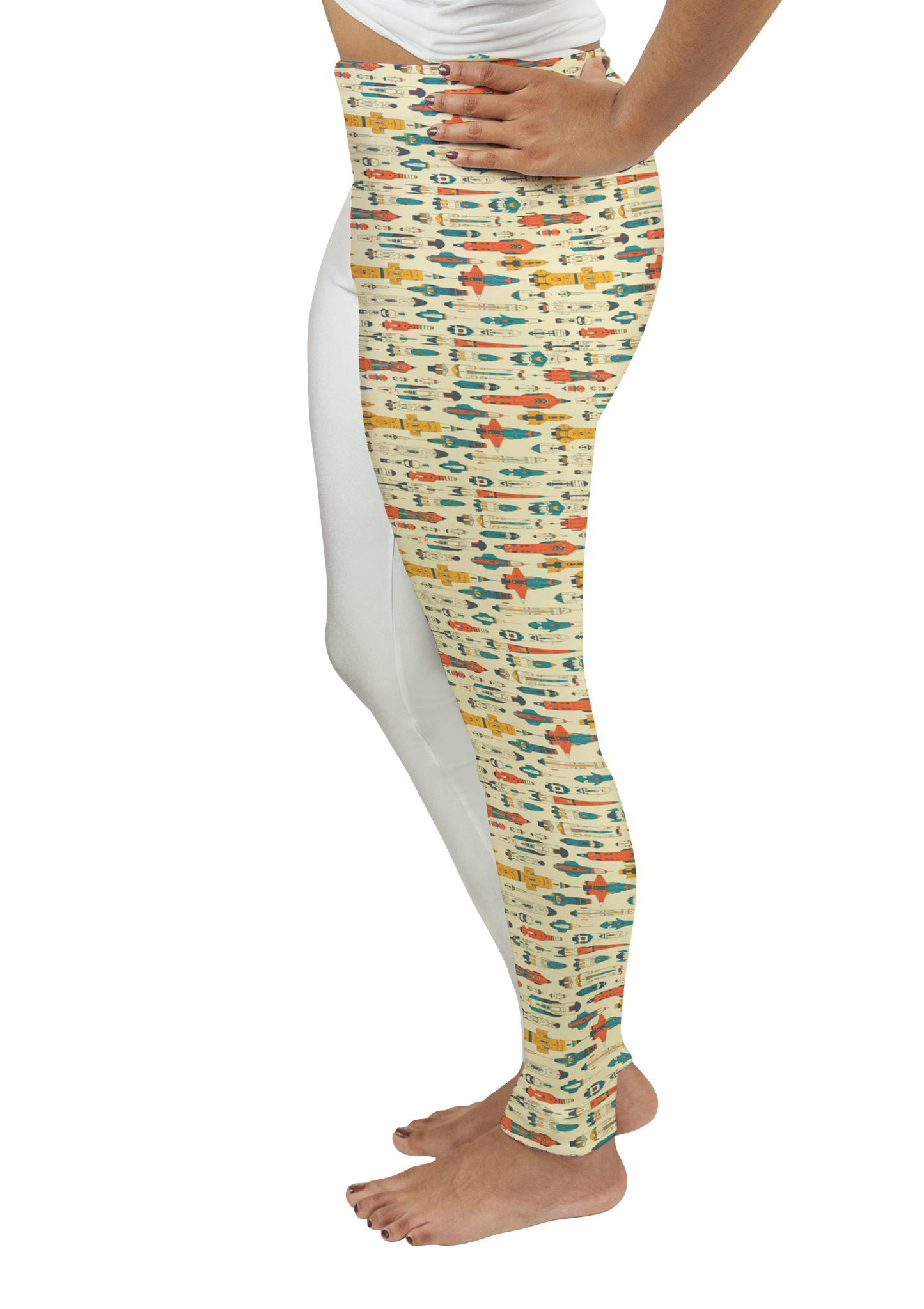 Vintage Cool Spaceship Pattern with Leggings