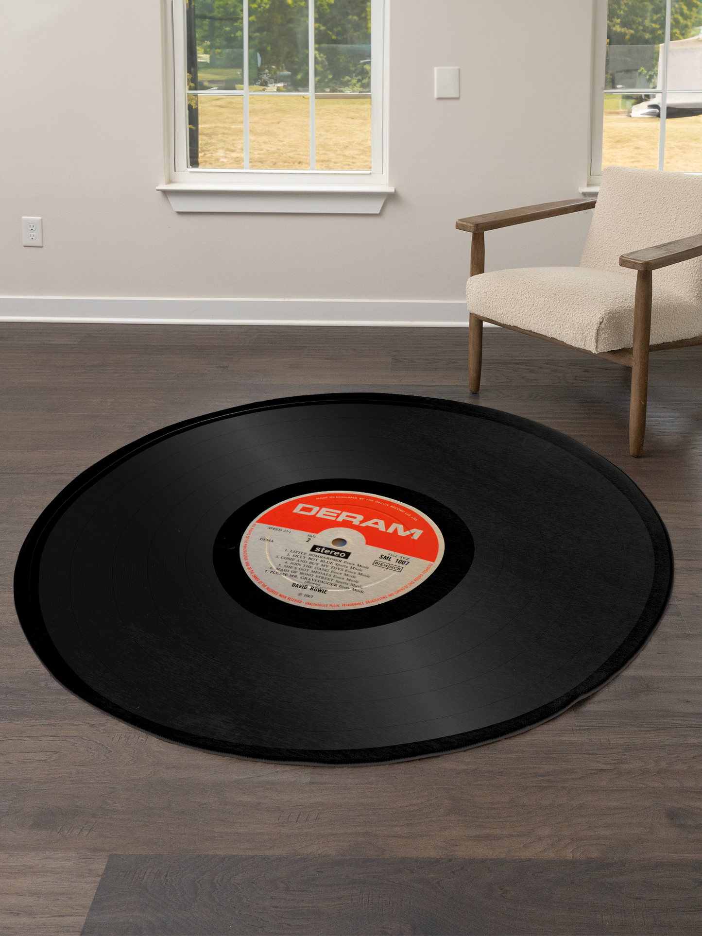 Area Rug Vinyl - David Bowie Deram AOP with Area Rug round