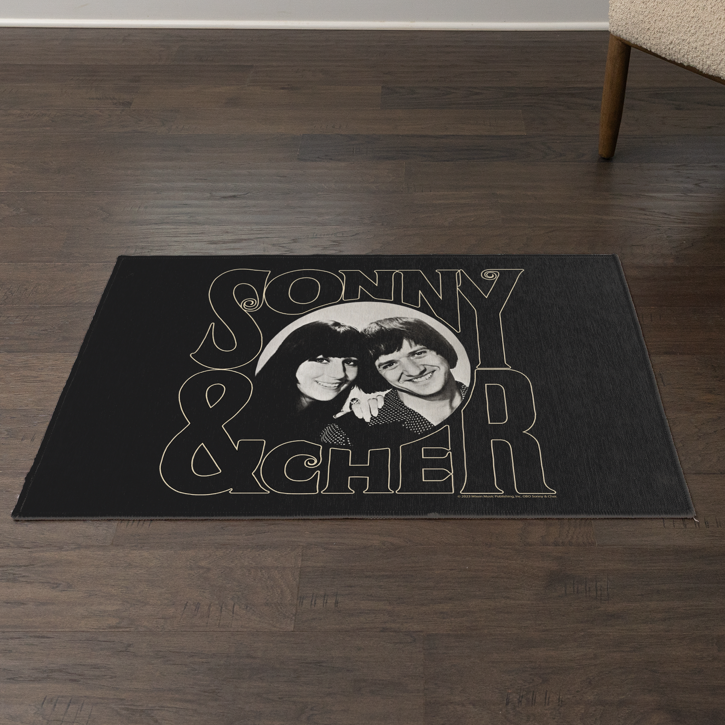 Sonny & Cher Circle Photo with Area Rug rectangular