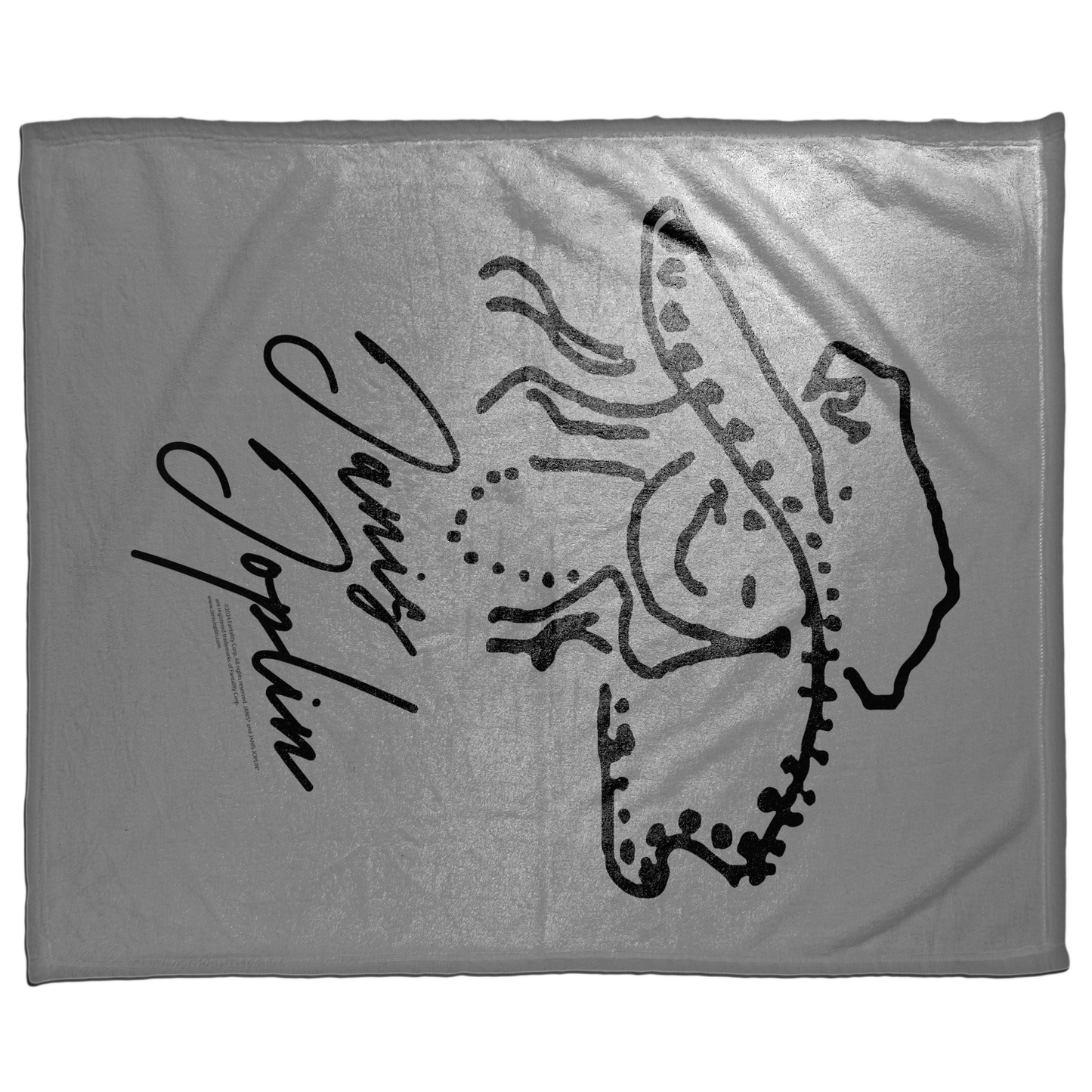 Janis Joplin Outline Sketched Grey 5X6 with Fleece Blanket