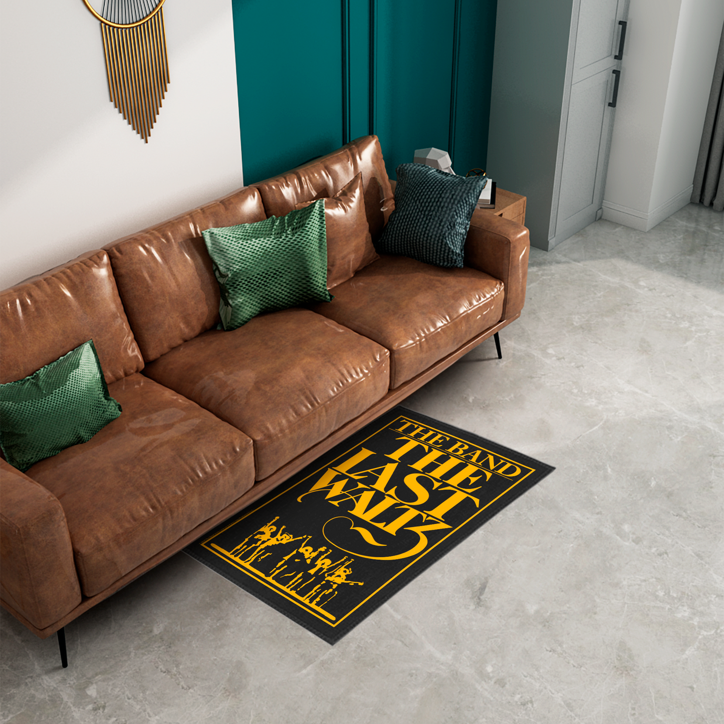 The Band The Last Waltz Yellow Print with Area Rug rectangular