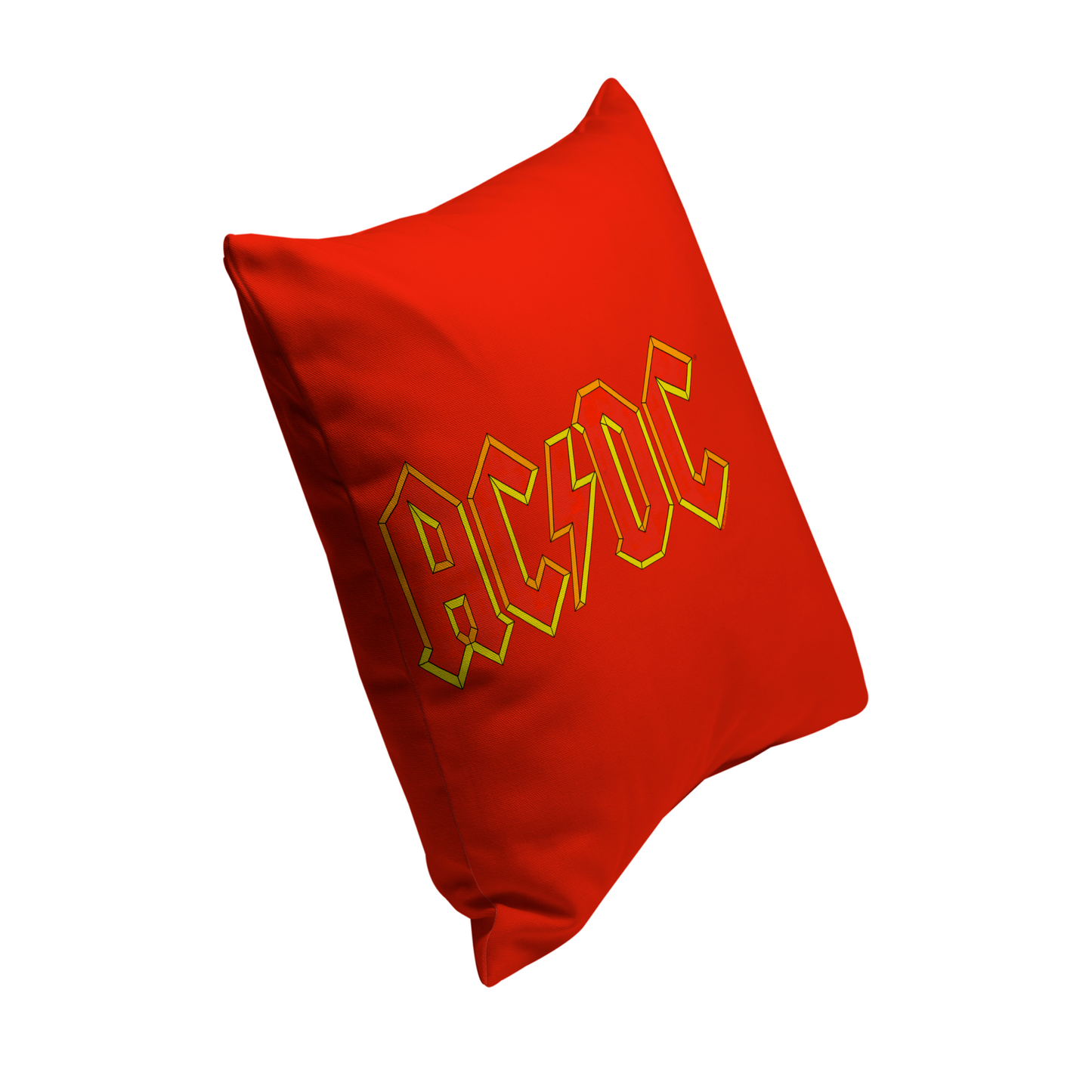 ACDC Yellow Outline Red Logo Pillow square