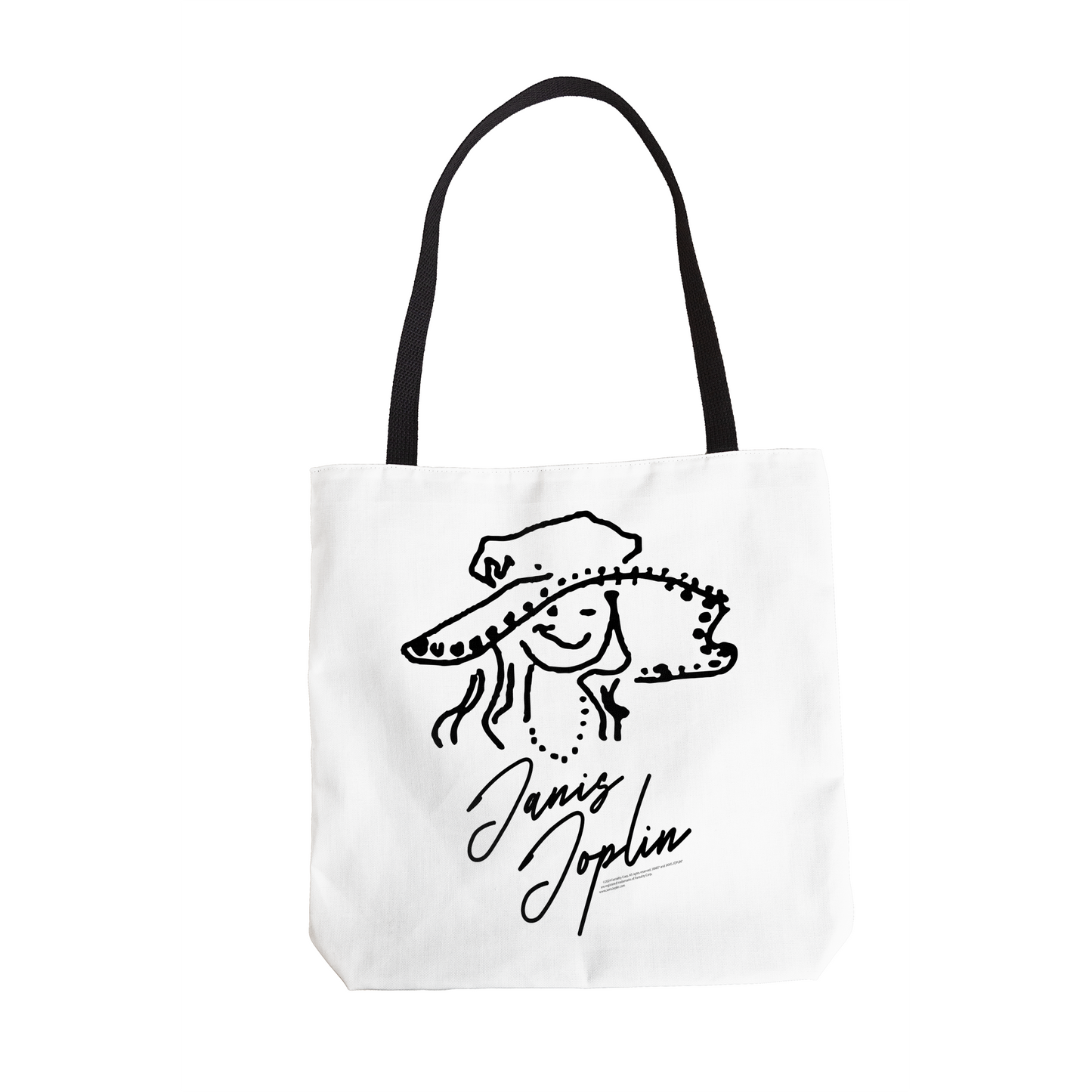 Janis Joplin Outline Sketched White and Janis Joplin Outline Sketched White with Tote Bag