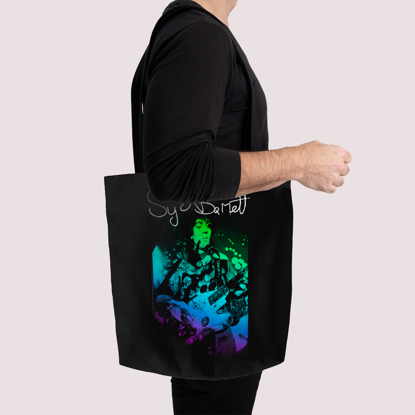 Syd Barret Colorful Portrait with Guitar with Tote Bag