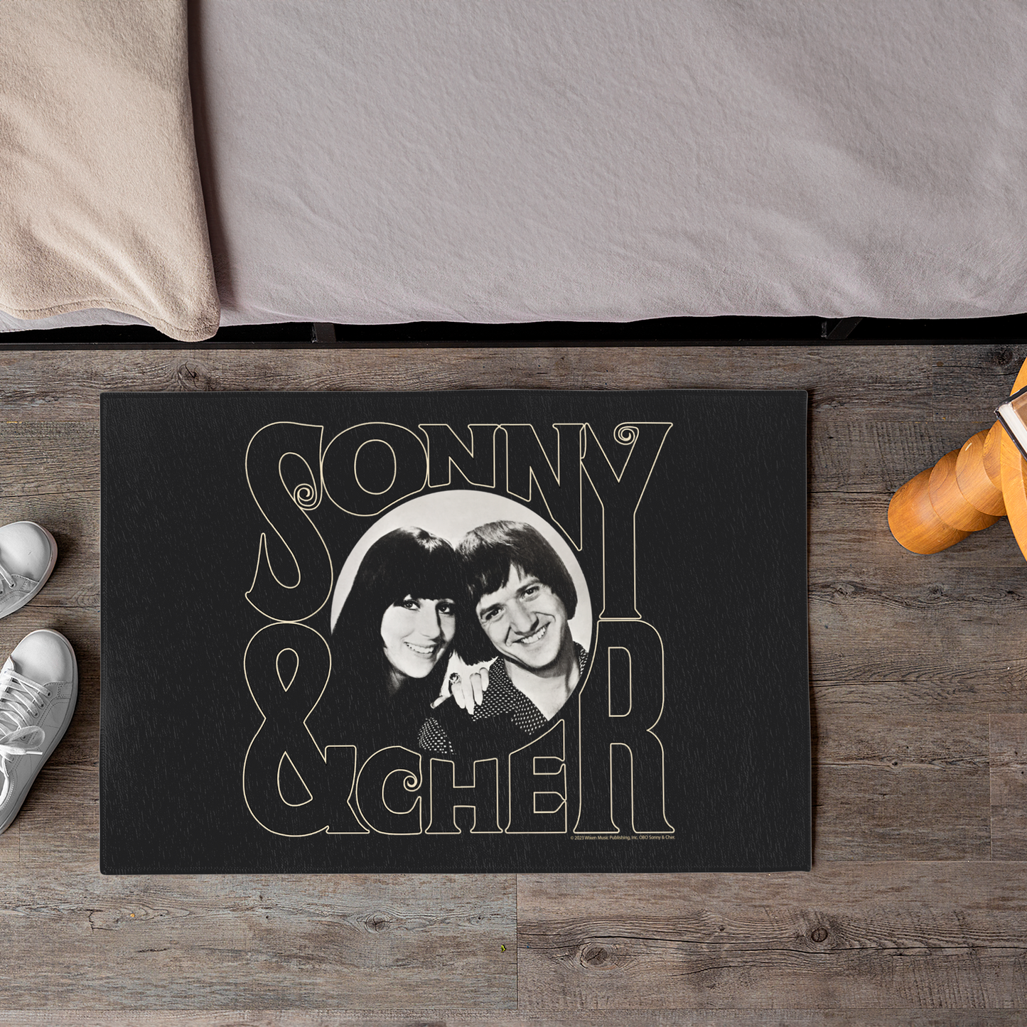 Sonny & Cher Circle Photo with Area Rug rectangular