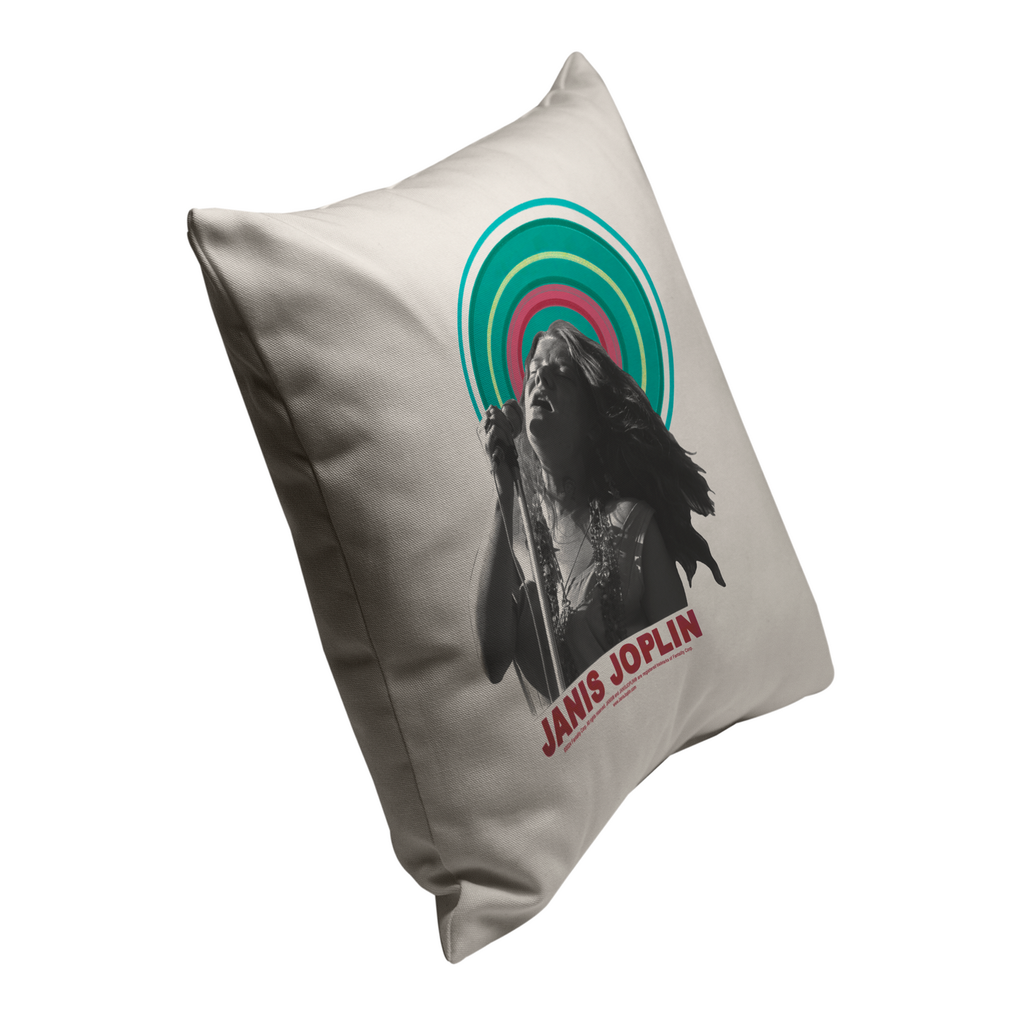 Janis Joplin Halo Photo White and Janis Joplin Halo Photo White with Pillow square