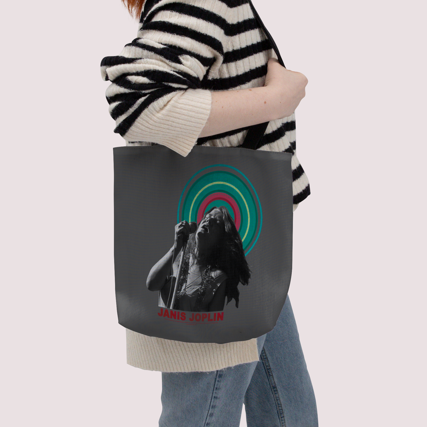 Janis Joplin Halo Photo Grey and Janis Joplin Halo Photo Grey with Tote Bag