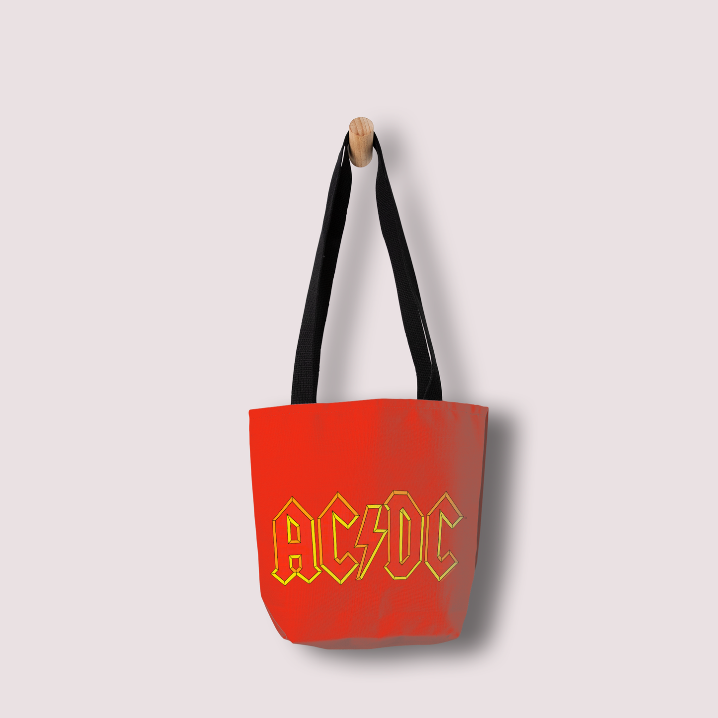 ACDC Yellow Outline Red Logo Tote Bag