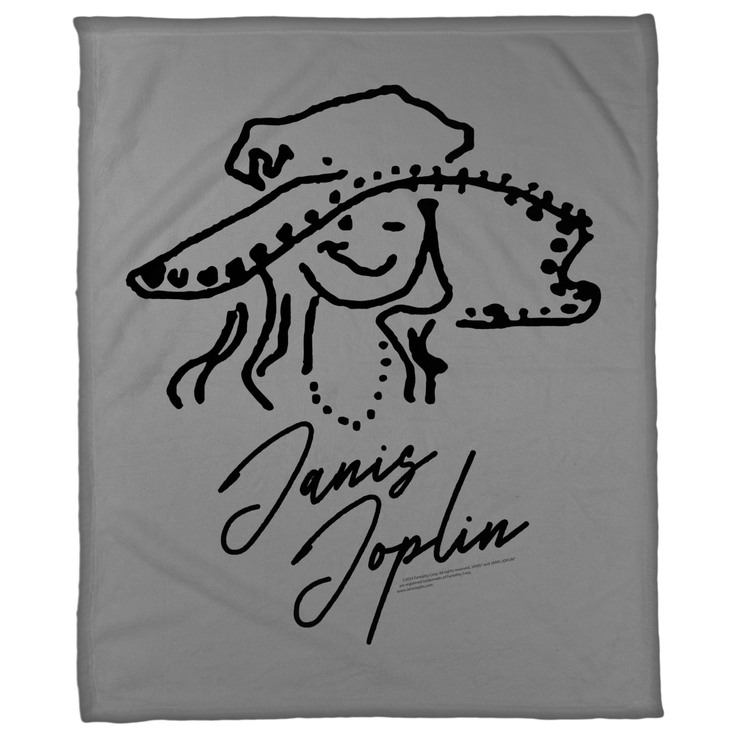 Janis Joplin Outline Sketched Grey 5X6 with Fleece Blanket