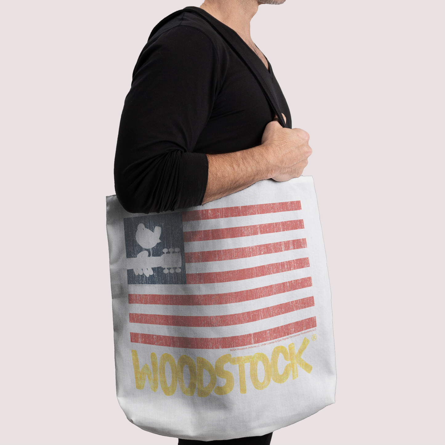 Woodstock Distressed Flag White and Woodstock Distressed Flag White with Tote Bag