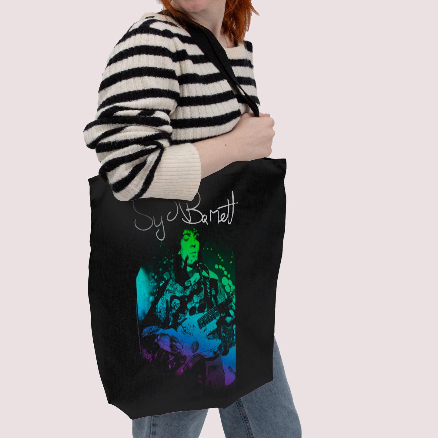 Syd Barret Colorful Portrait with Guitar with Tote Bag