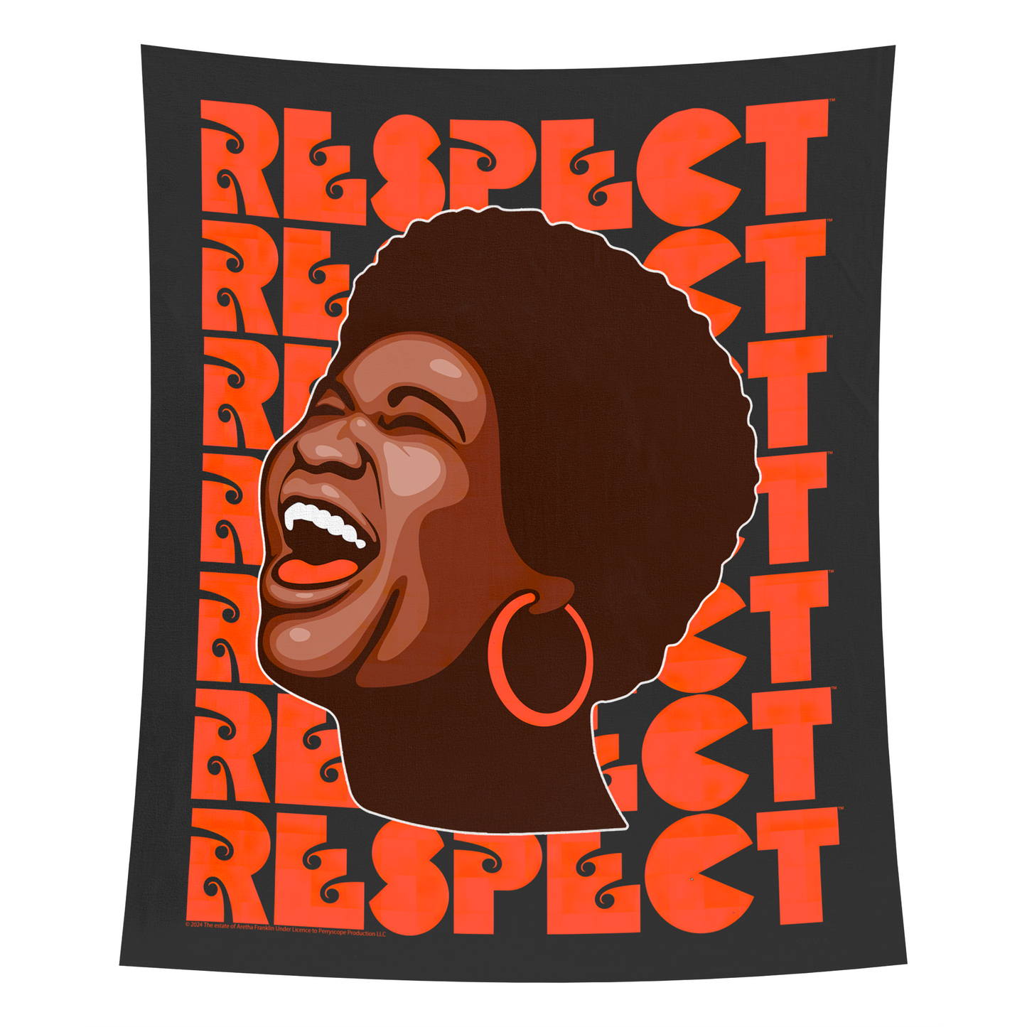 Aretha Franklin Respect Empowered Joy Graphic - Bold Orange Retro Block Font with Indoor Wall Tapestry