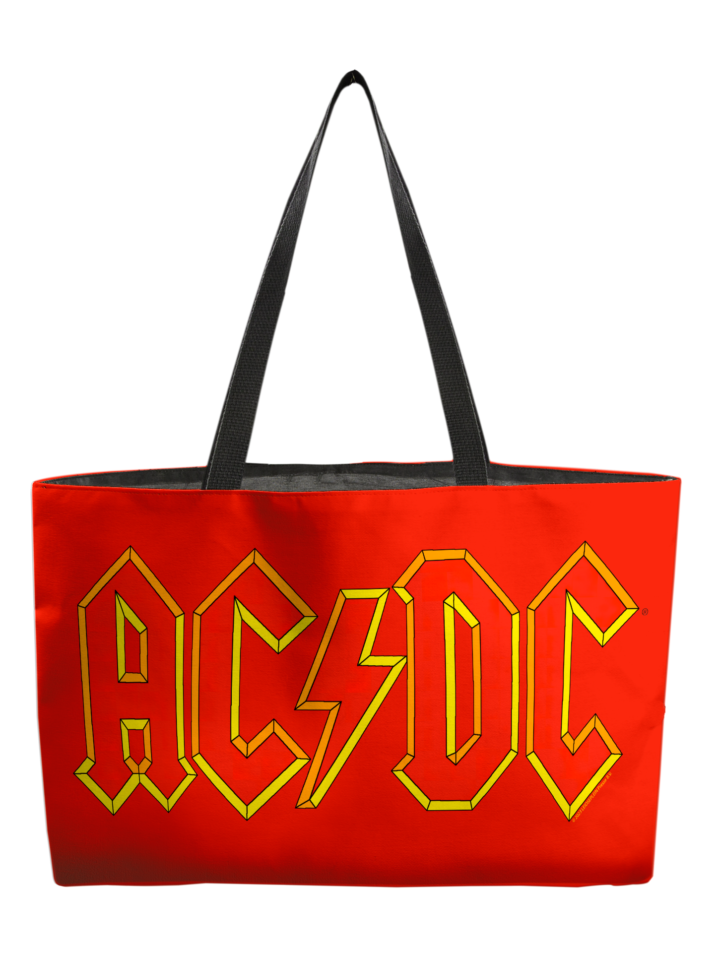 ACDC Yellow Outline Red Logo Weekender Totebag