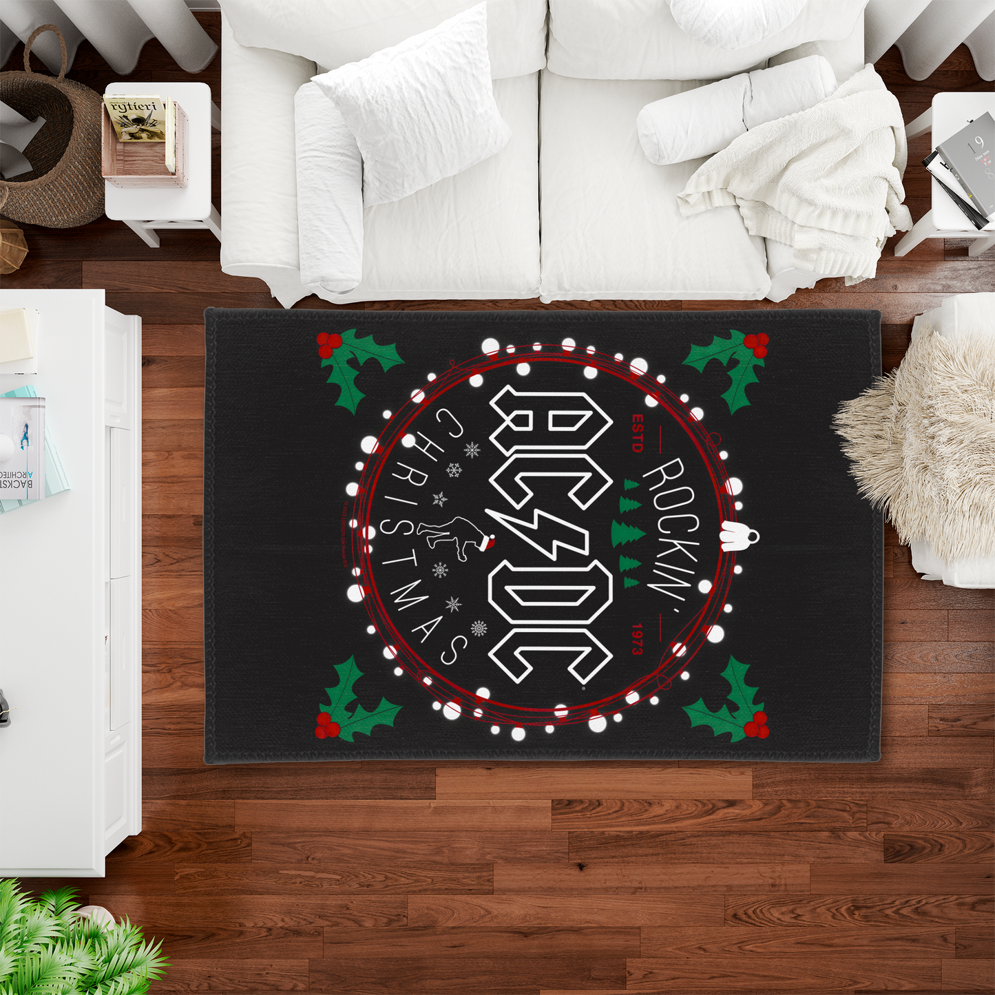 ACDC Christmas Circle Area Rug