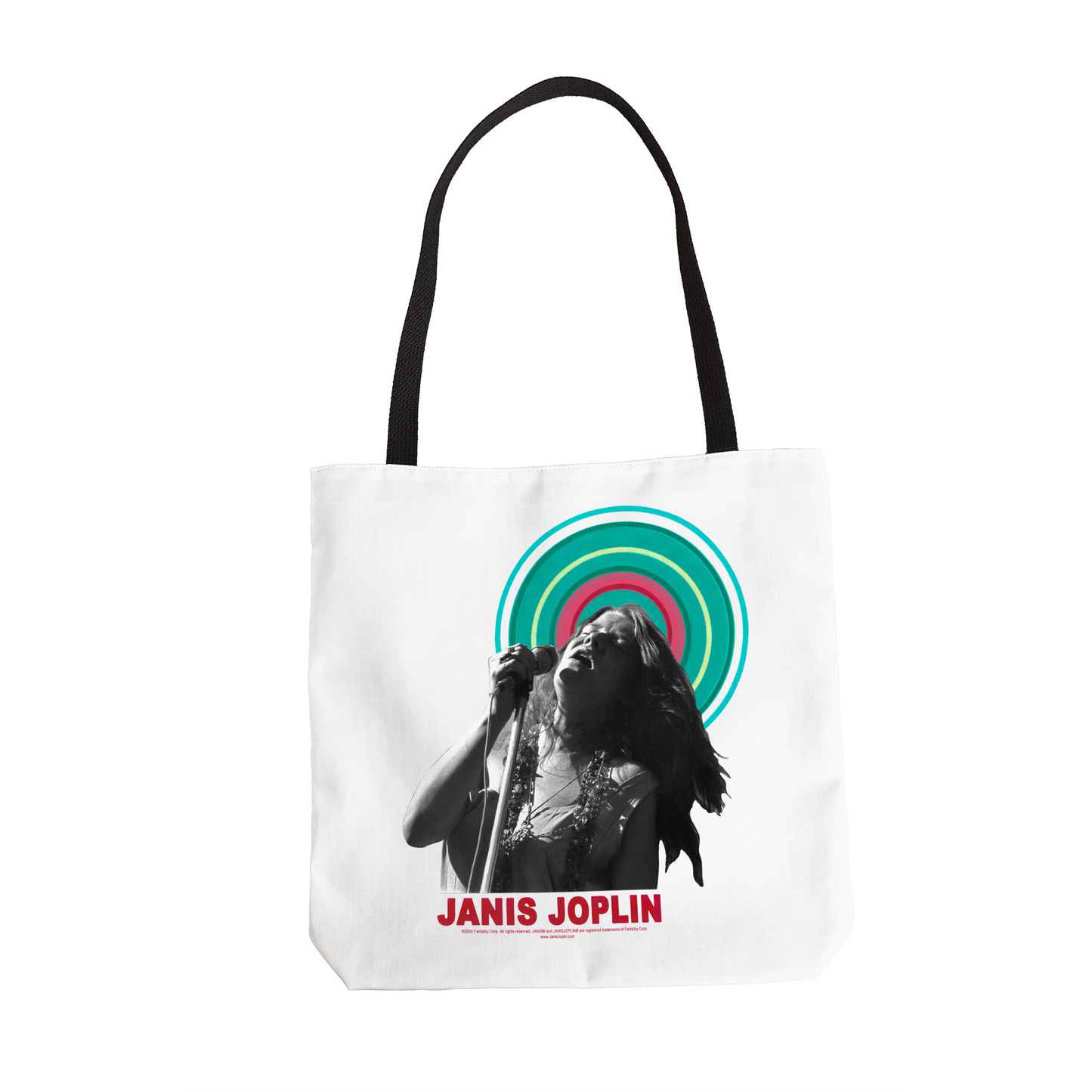 Janis Joplin Halo Photo White and Janis Joplin Halo Photo White with Tote Bag