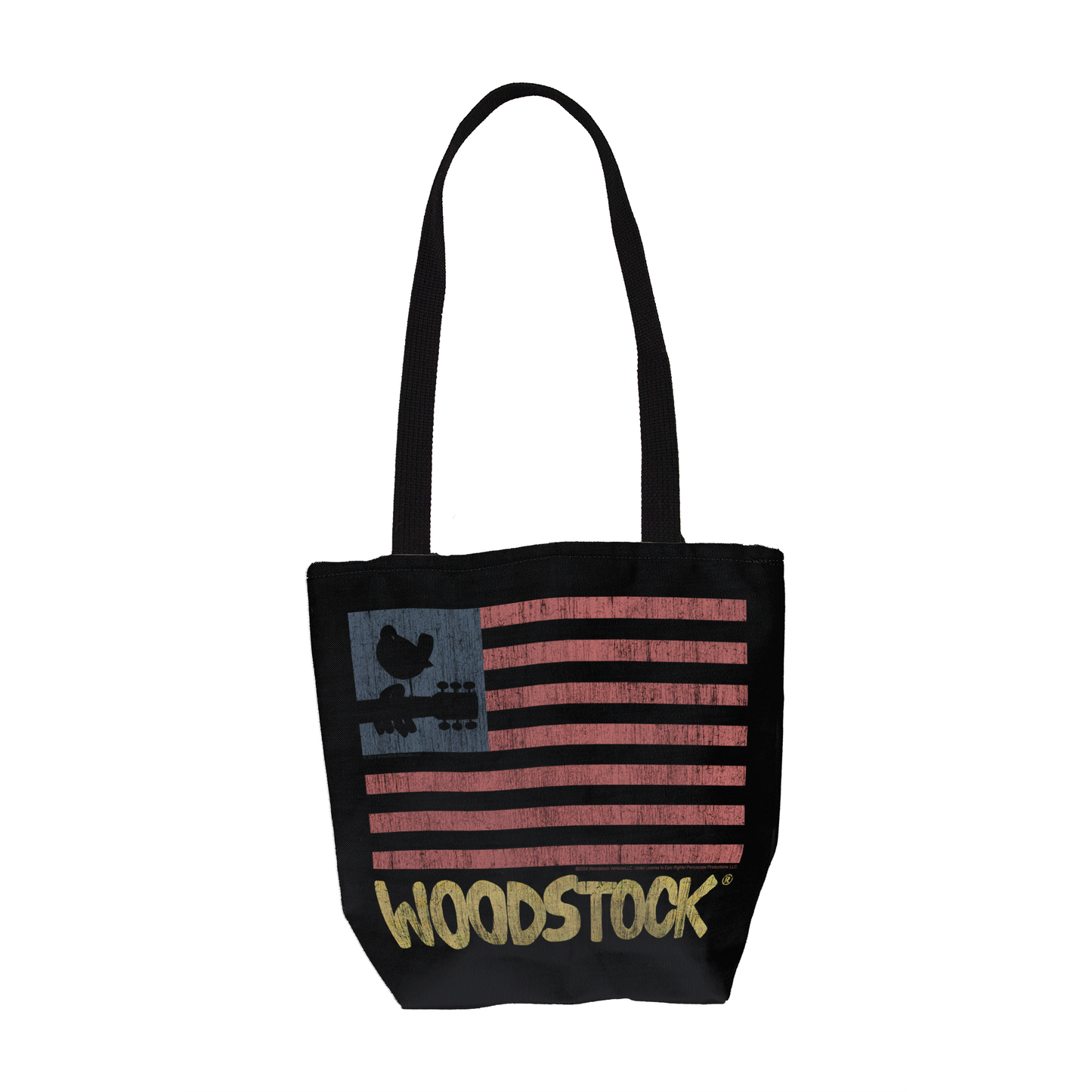 Woodstock Distressed Flag Black and Woodstock Distressed Flag Black with Tote Bag