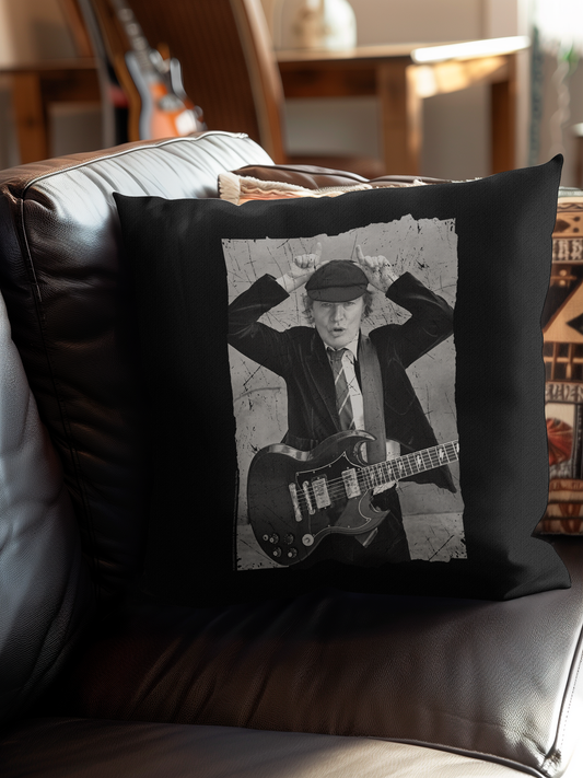 ACDC Angus Young Distressed Photo Pillow