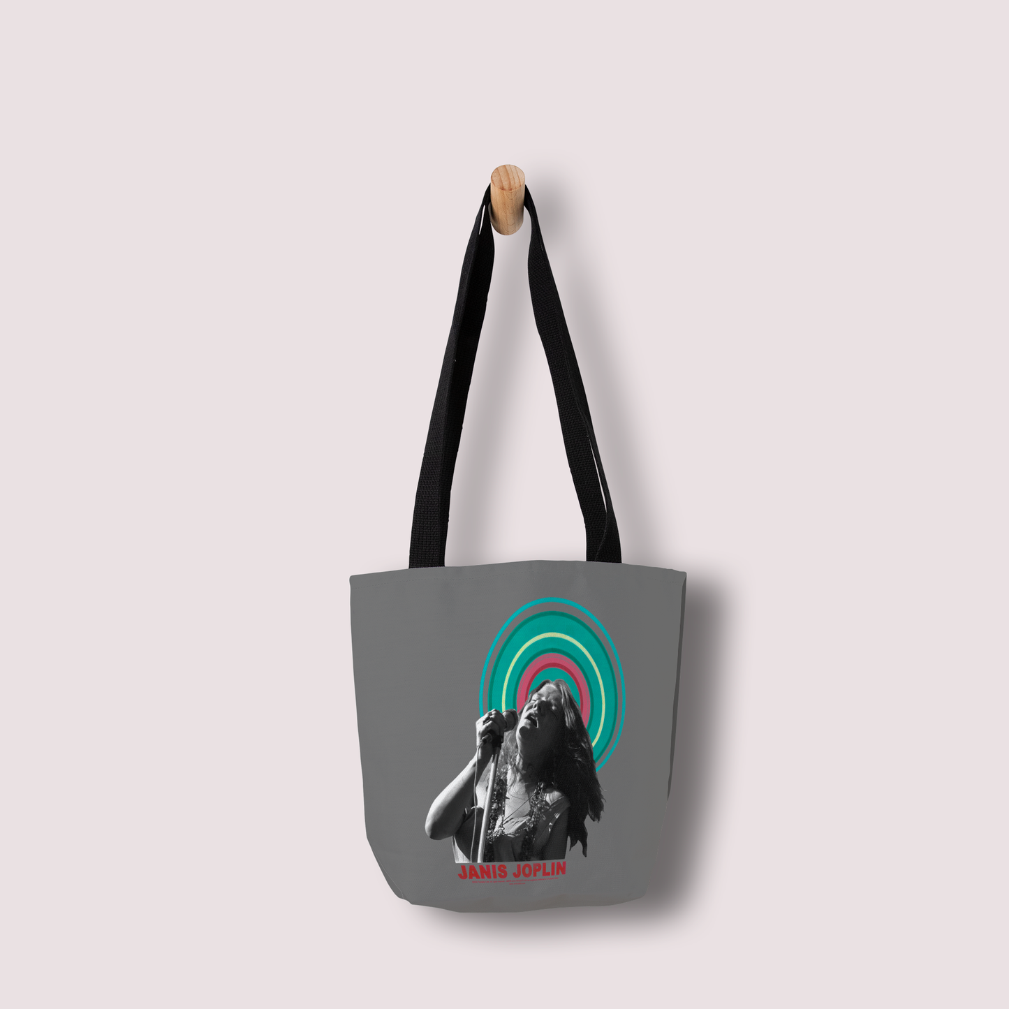 Janis Joplin Halo Photo Grey and Janis Joplin Halo Photo Grey with Tote Bag