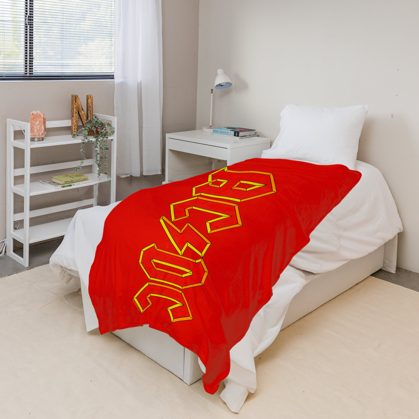 ACDC Yellow Outline Red Logo Fleece Blanket 50X60 inches