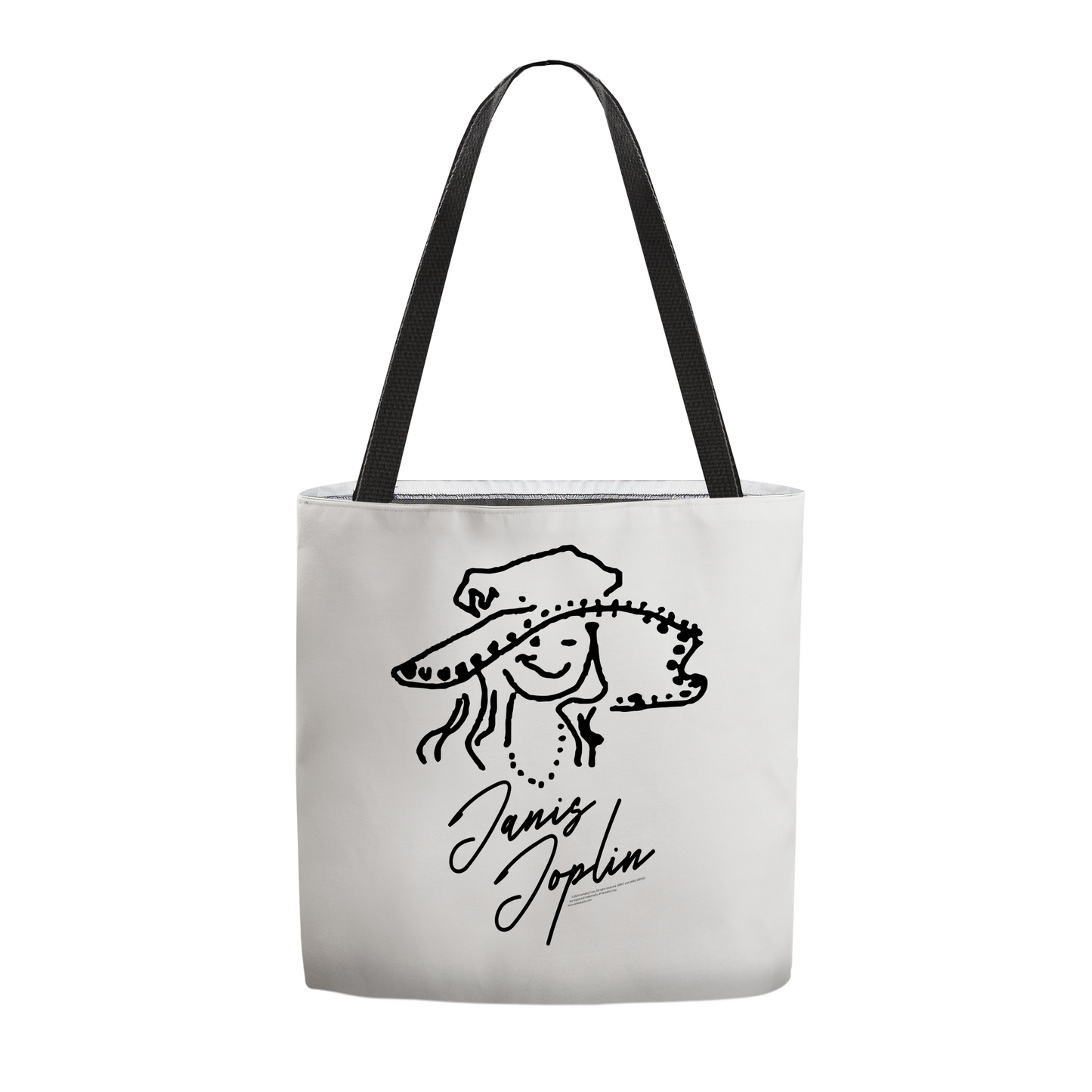 Janis Joplin Outline Sketched White and Janis Joplin Outline Sketched White with Tote Bag