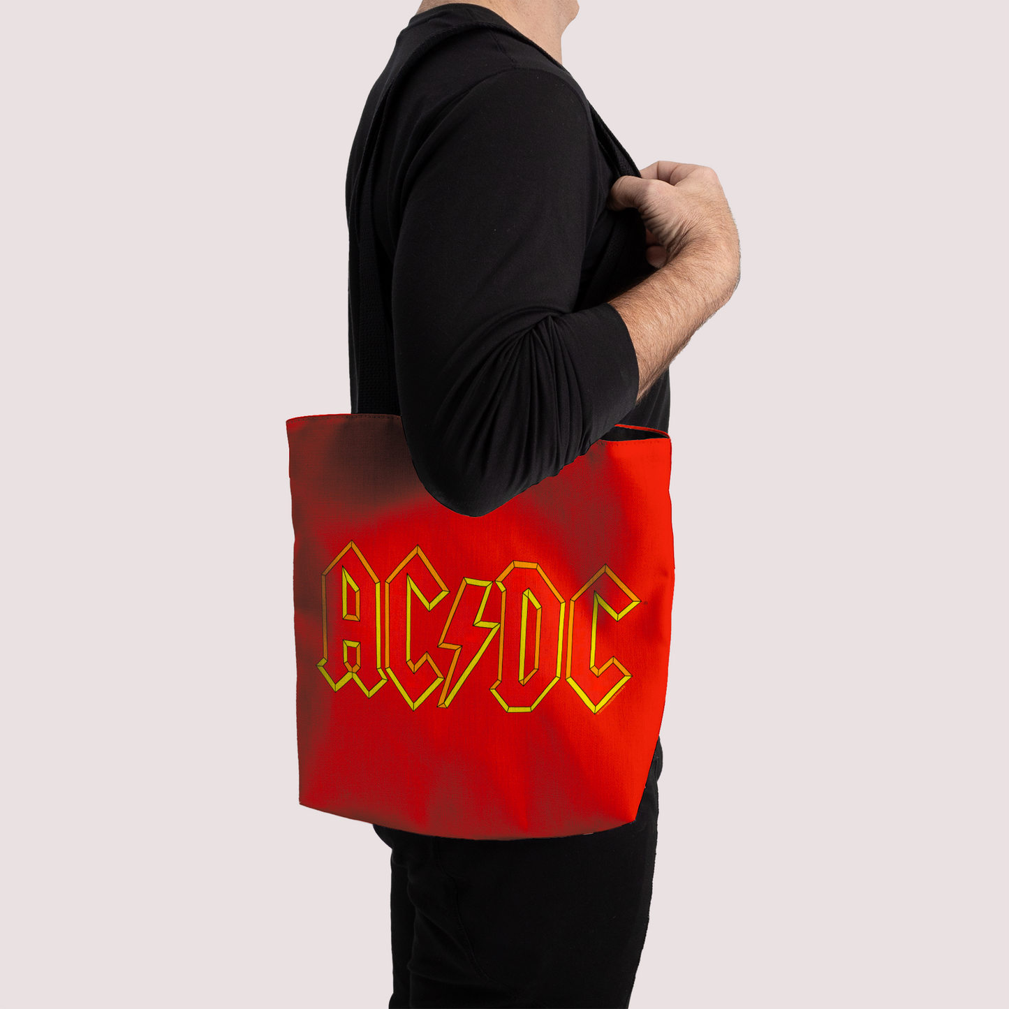 ACDC Yellow Outline Red Logo Tote Bag