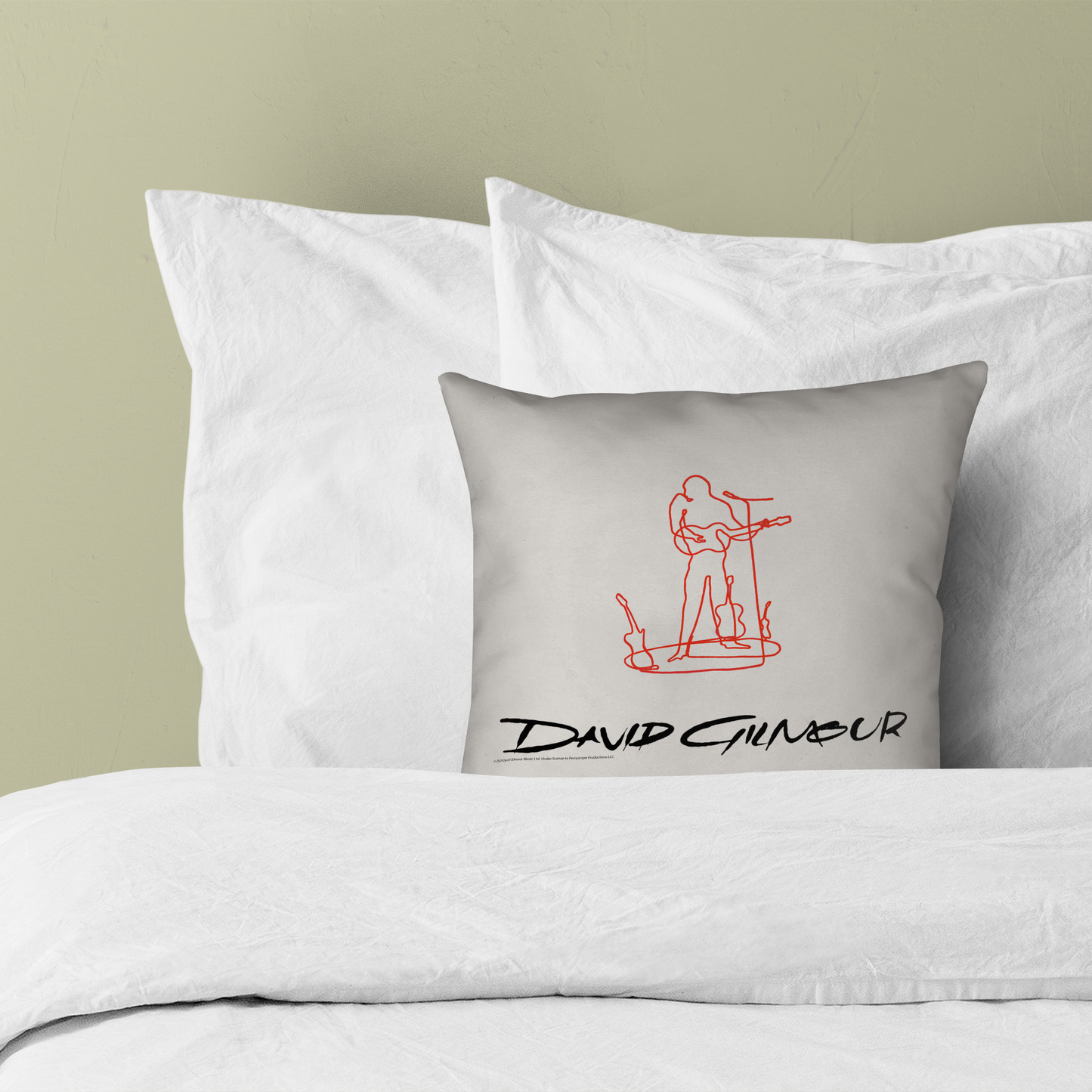 David Gilmour Line Art and David Gilmour Line Art with Throw Pillow