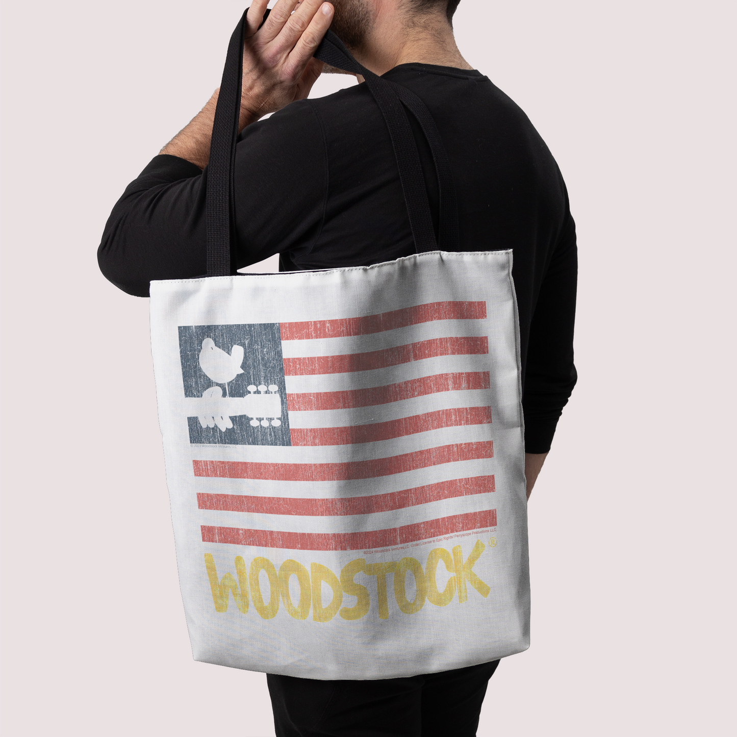 Woodstock Distressed Flag White and Woodstock Distressed Flag White with Tote Bag