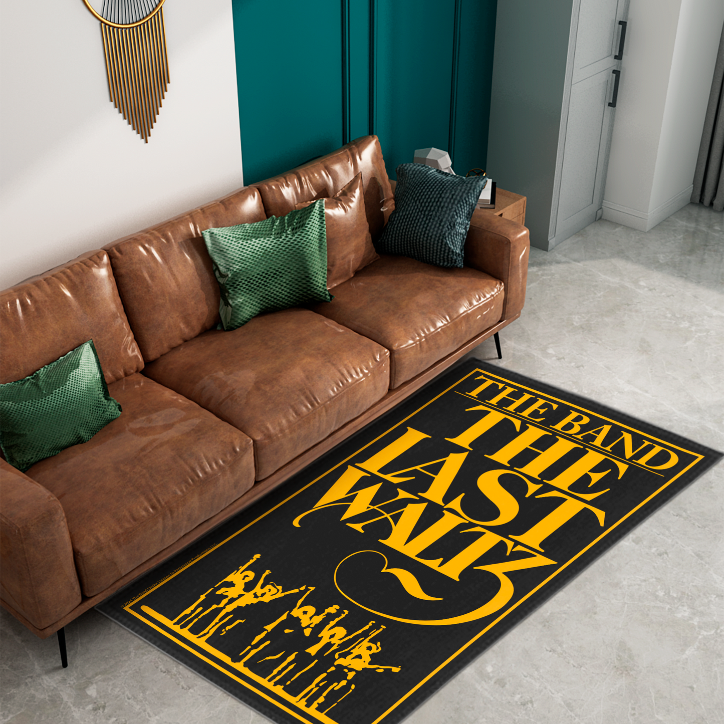 The Band The Last Waltz Yellow Print with Area Rug rectangular