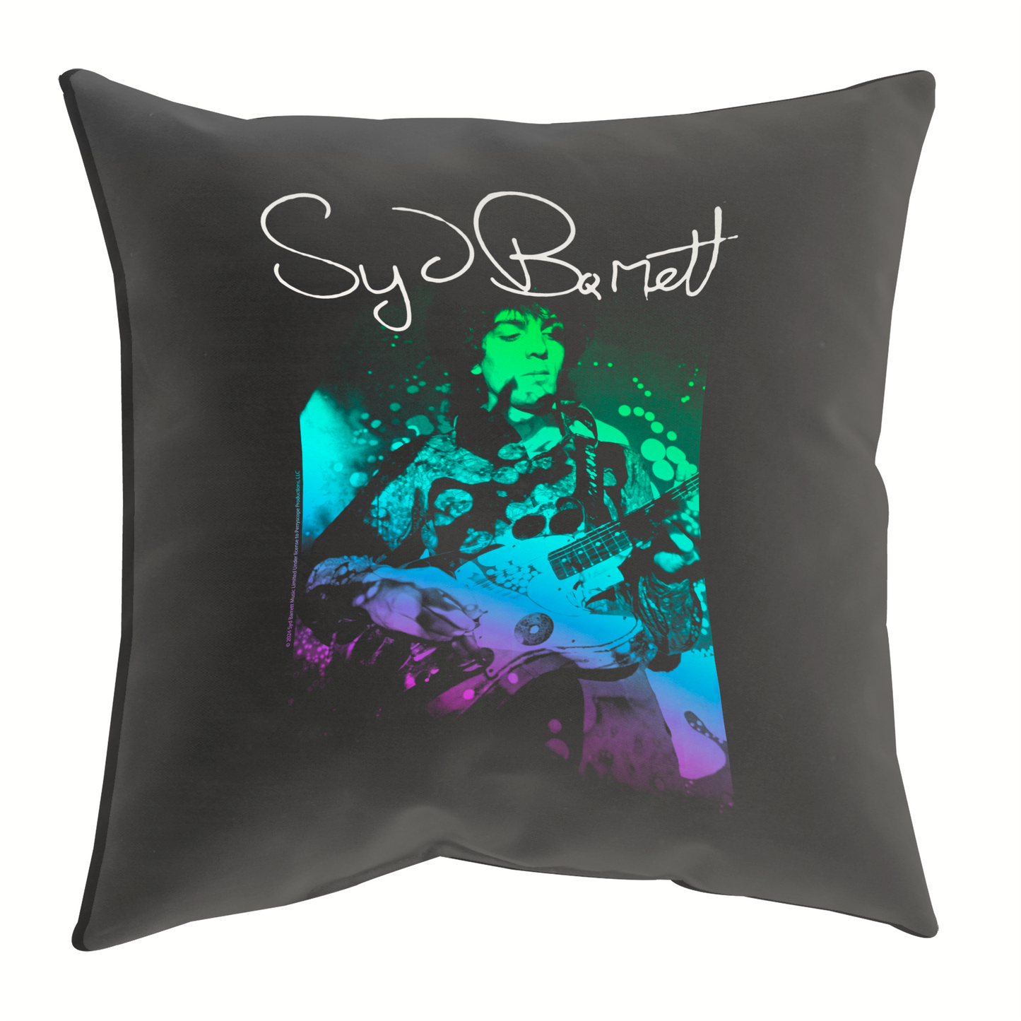 Syd Barret Colorful Portrait with Guitar with Pillow square