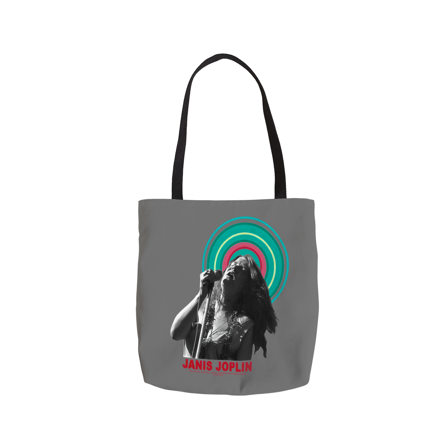 Janis Joplin Halo Photo Grey and Janis Joplin Halo Photo Grey with Tote Bag