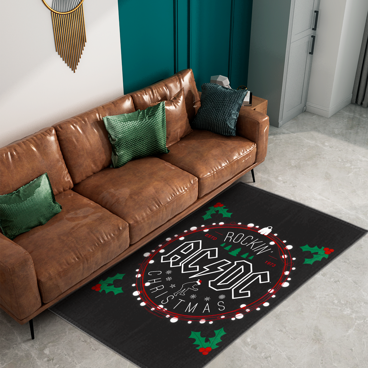 ACDC Christmas Circle Area Rug