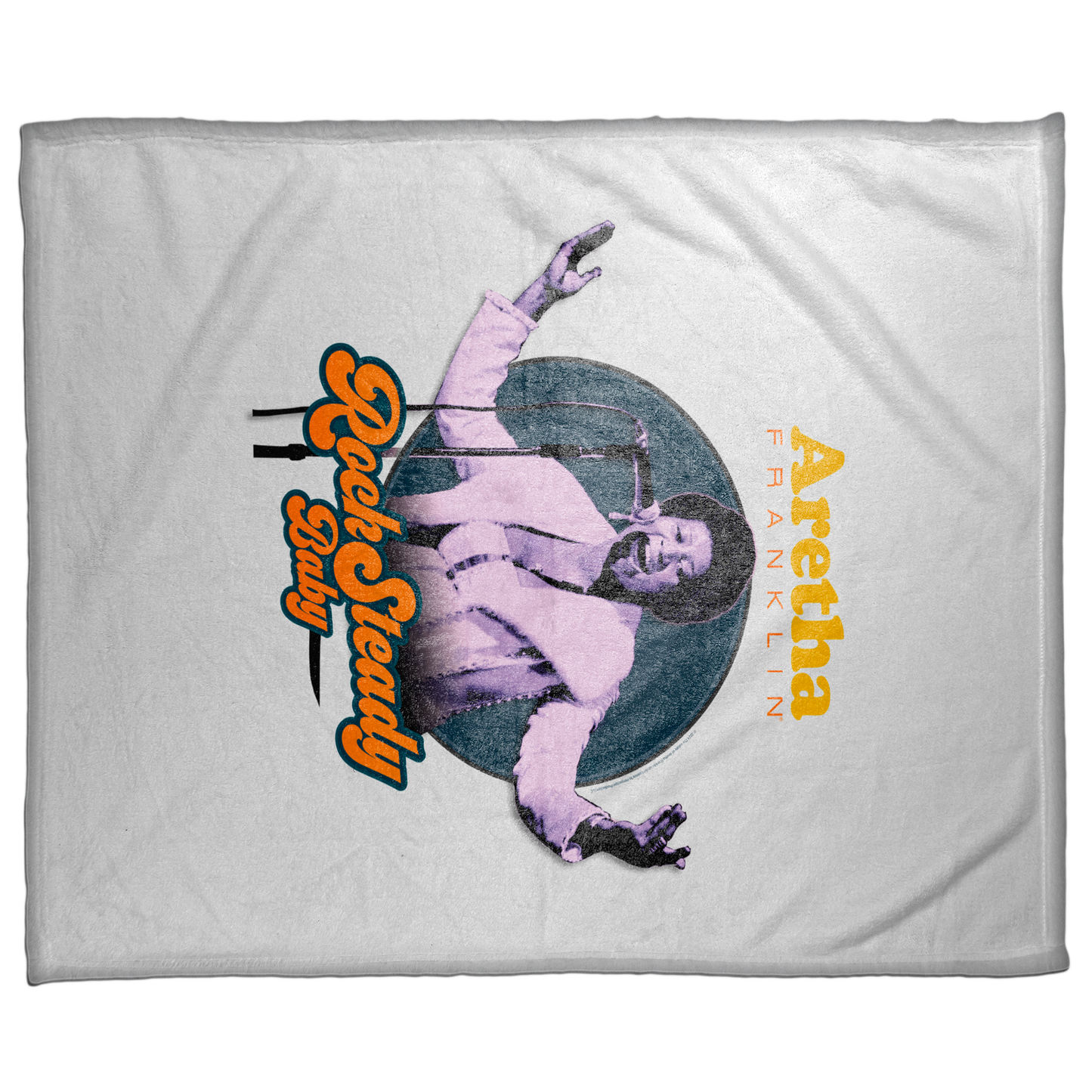 Aretha Franklin Photo - Vibrant Yellow Orange Retro Text Rock Steady Baby with Fleece Blanket