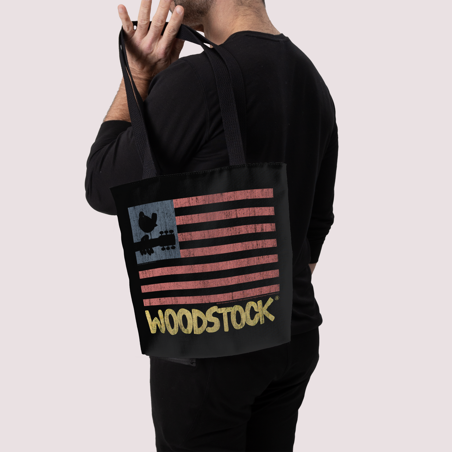 Woodstock Distressed Flag Black and Woodstock Distressed Flag Black with Tote Bag