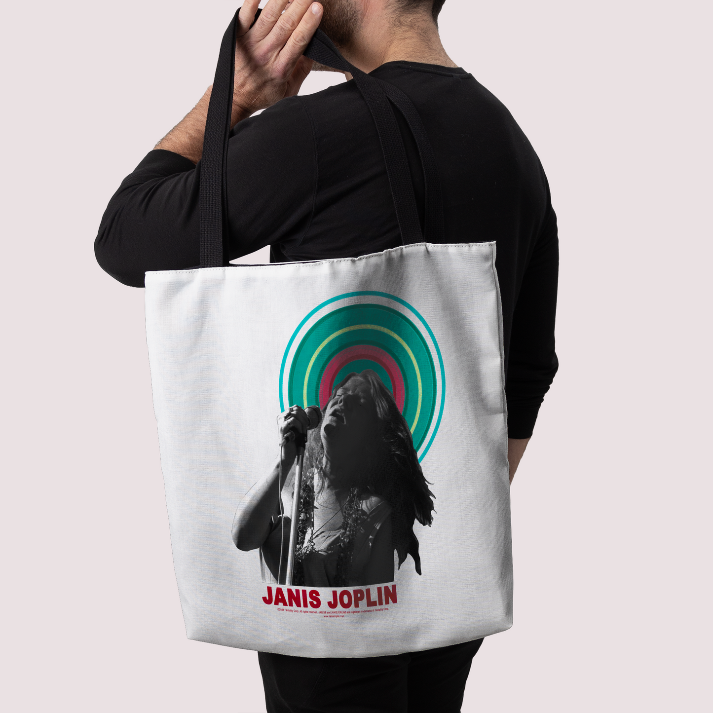 Janis Joplin Halo Photo White and Janis Joplin Halo Photo White with Tote Bag