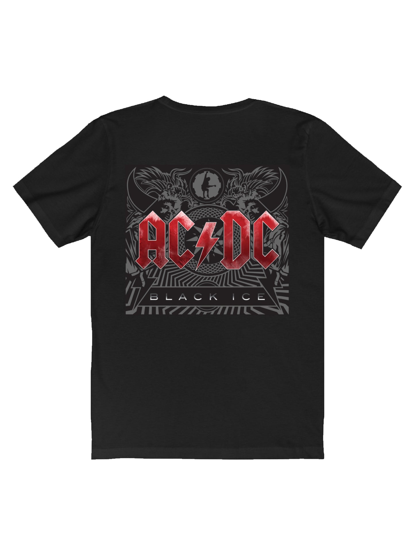 Test1 and ACDC Black Ice - Iconic Album Cover with Bold Red Logo with Unisex Jersey Short Sleeve Tee