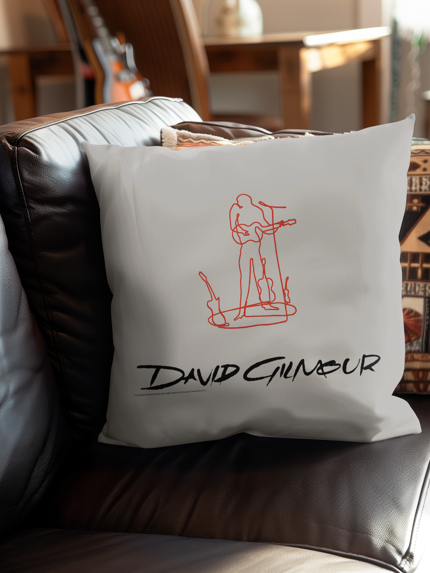 David Gilmour Line Art and David Gilmour Line Art with Pillow square