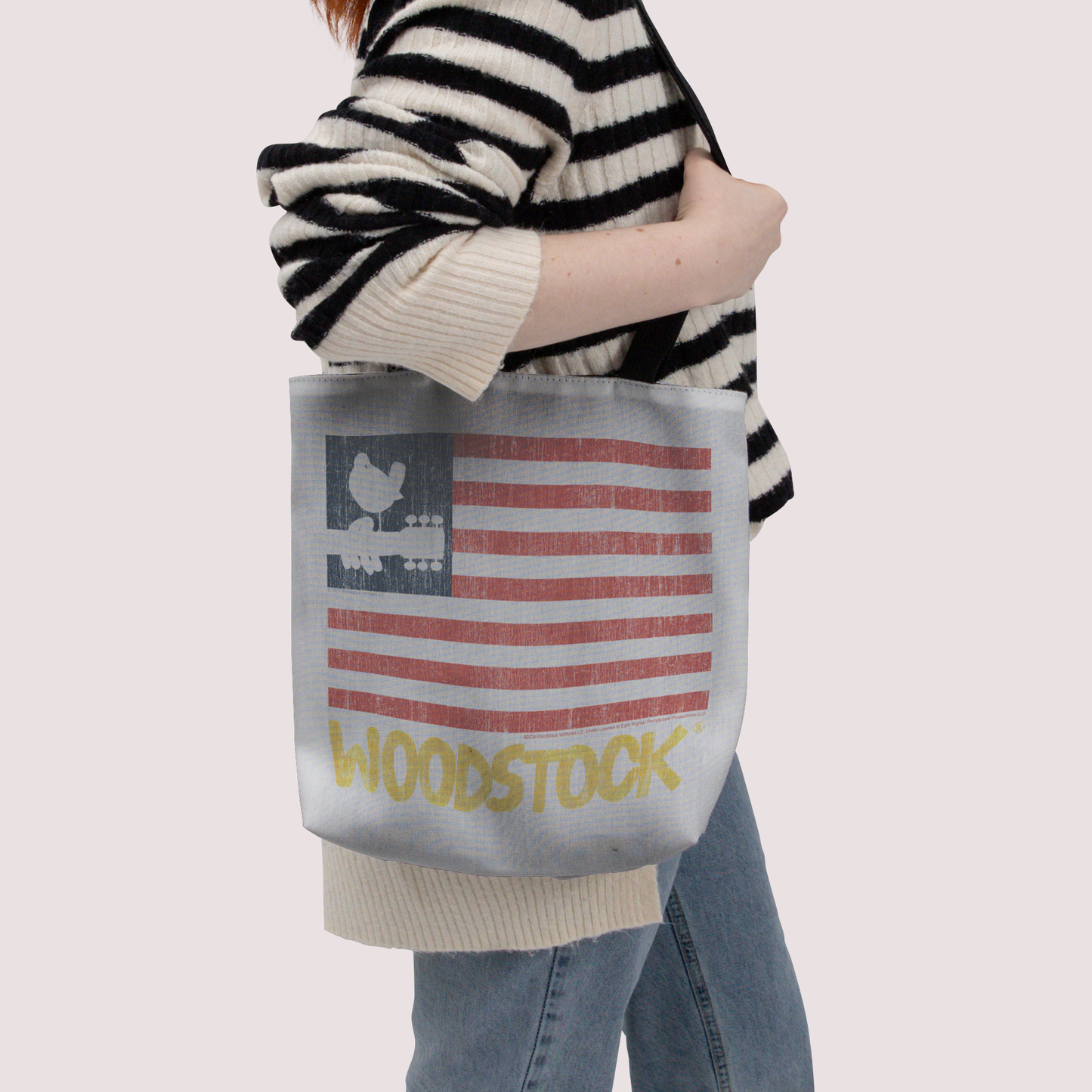 Woodstock Distressed Flag White and Woodstock Distressed Flag White with Tote Bag