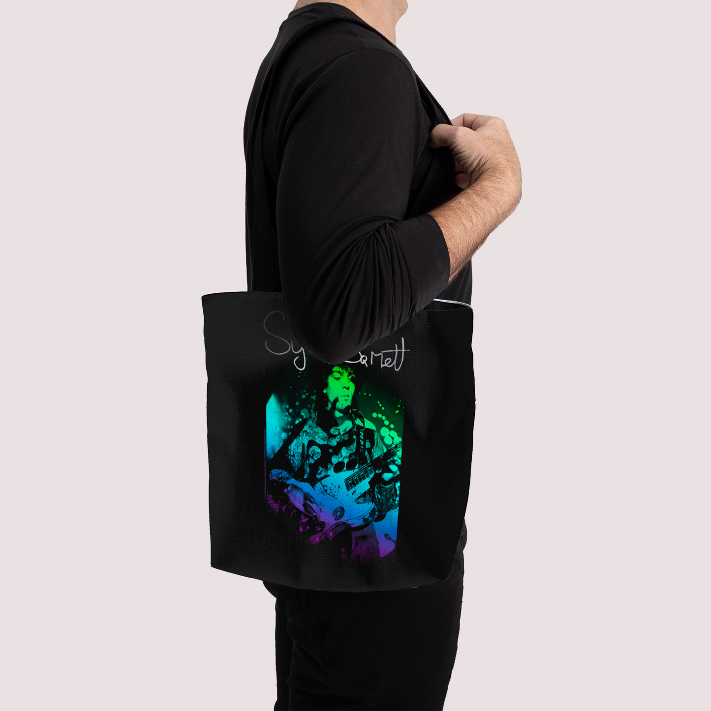 Syd Barret Colorful Portrait with Guitar with Tote Bag