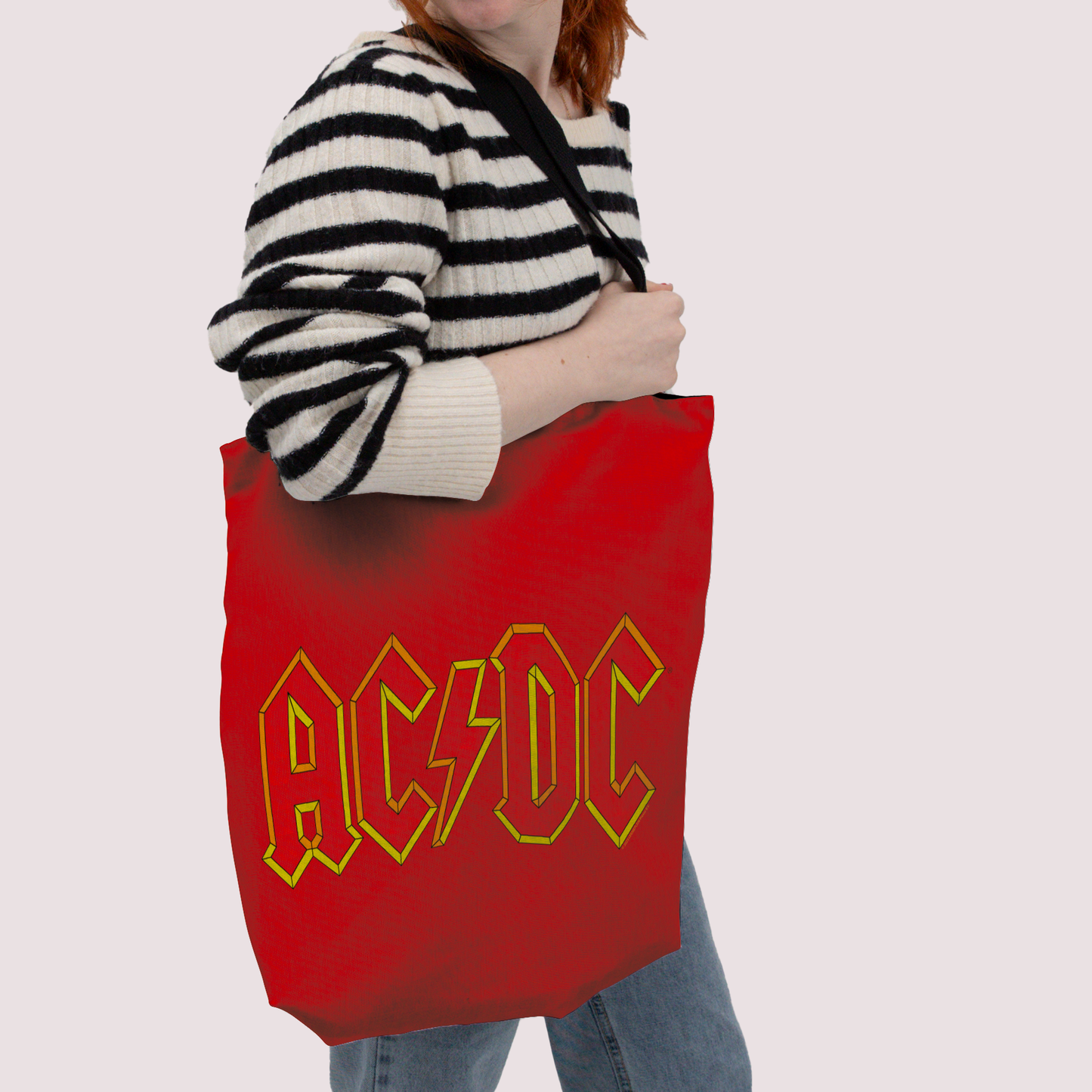 ACDC Yellow Outline Red Logo Tote Bag