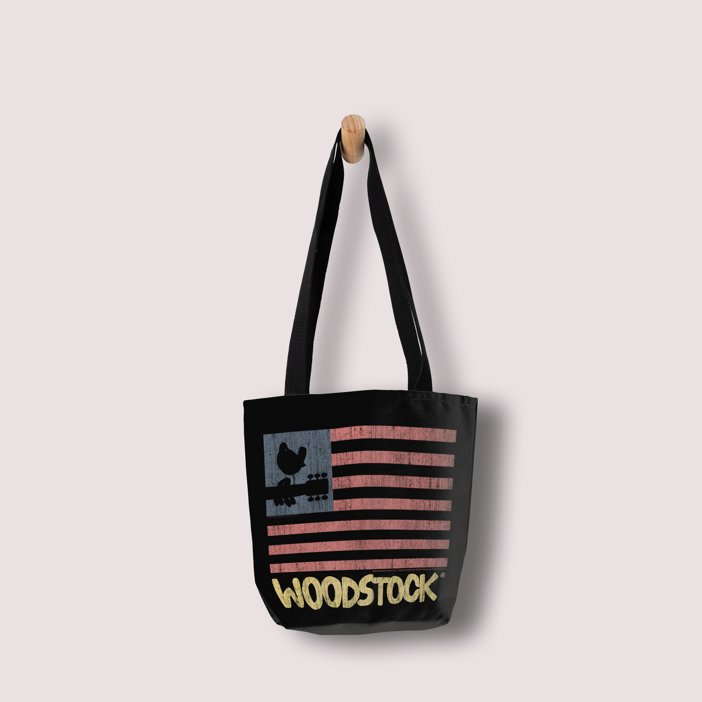 Woodstock Distressed Flag Black and Woodstock Distressed Flag Black with Tote Bag