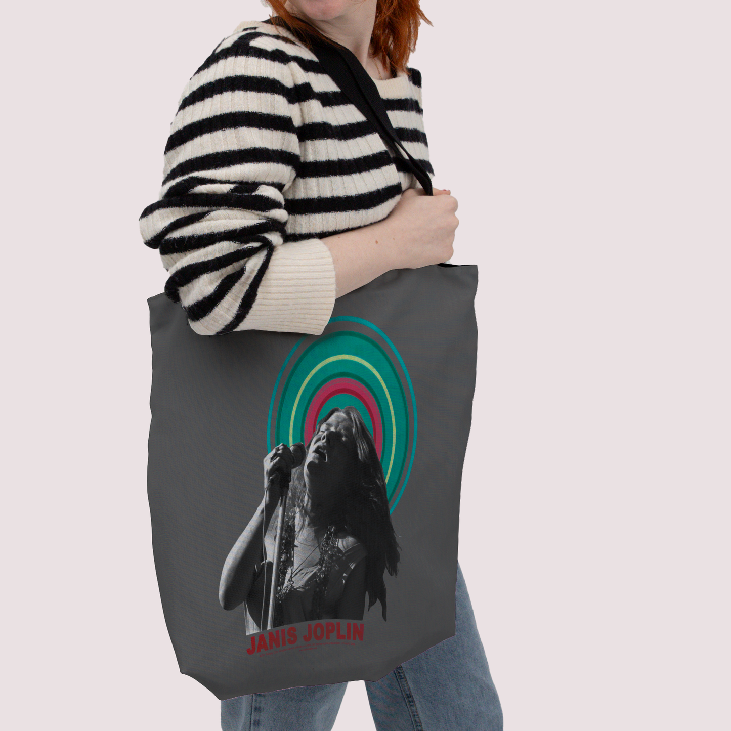 Janis Joplin Halo Photo Grey and Janis Joplin Halo Photo Grey with Tote Bag