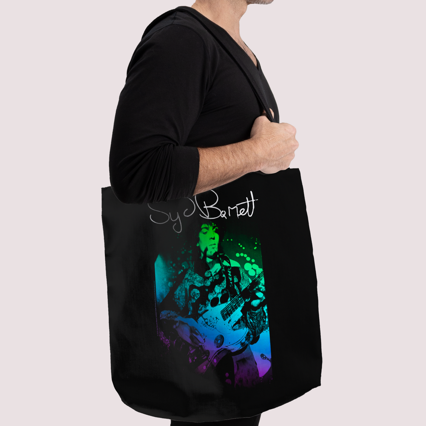 Syd Barret Colorful Portrait with Guitar with Tote Bag