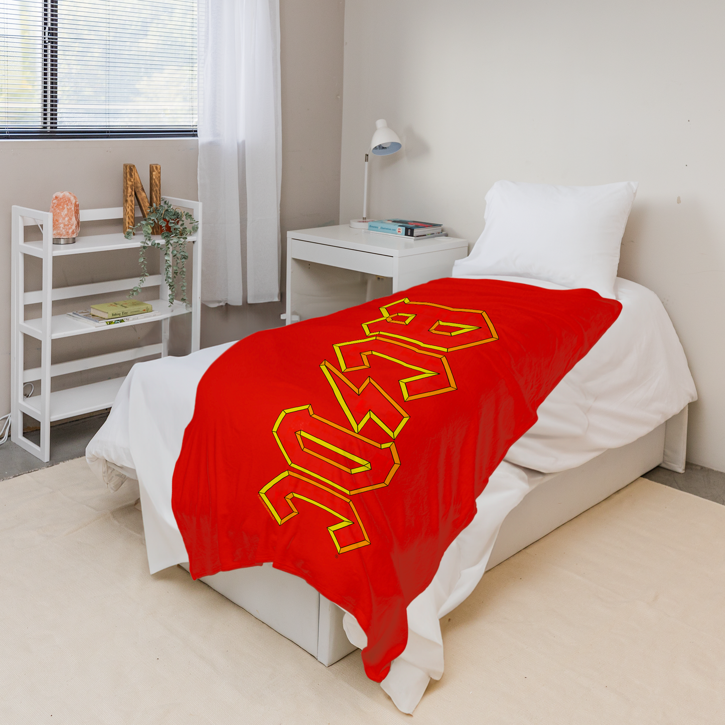 ACDC Yellow Outline Red Logo Fleece Blanket