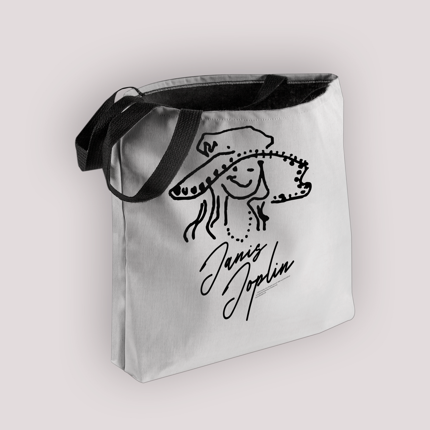 Janis Joplin Outline Sketched White and Janis Joplin Outline Sketched White with Tote Bag