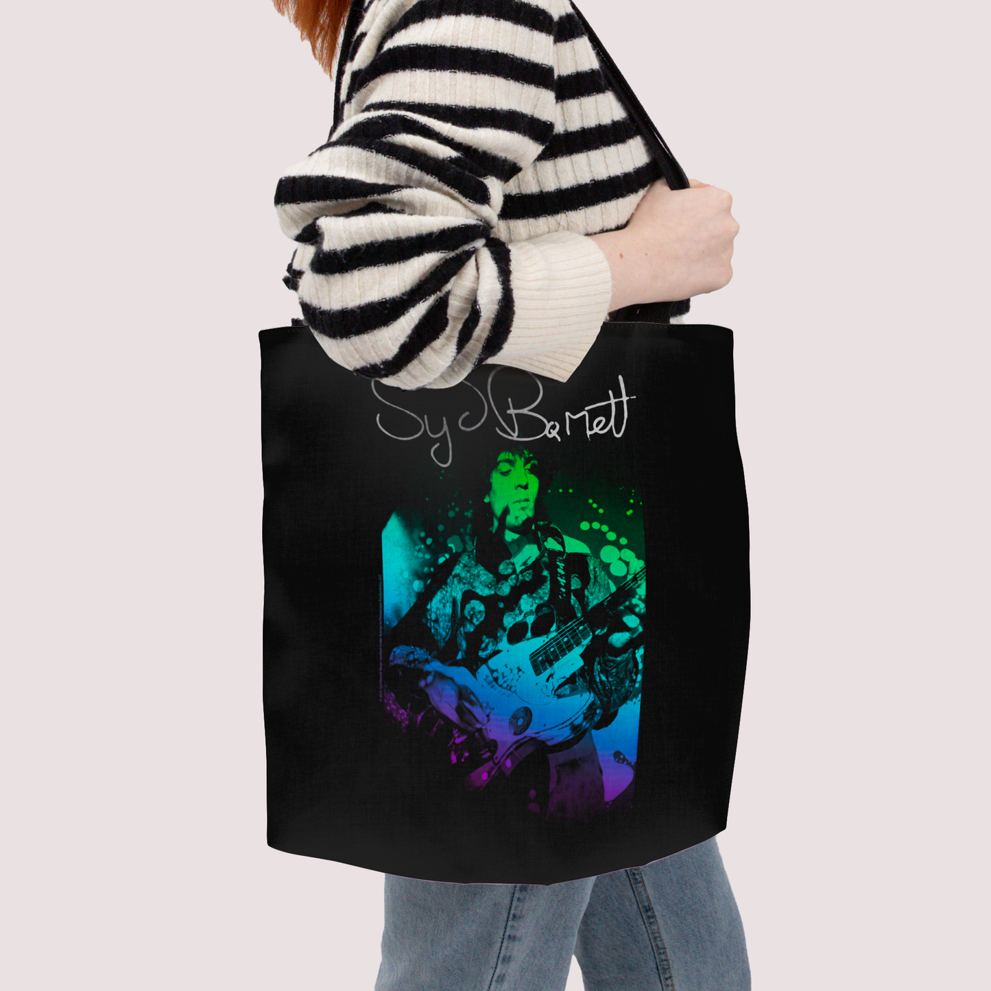 Syd Barret Colorful Portrait with Guitar with Tote Bag