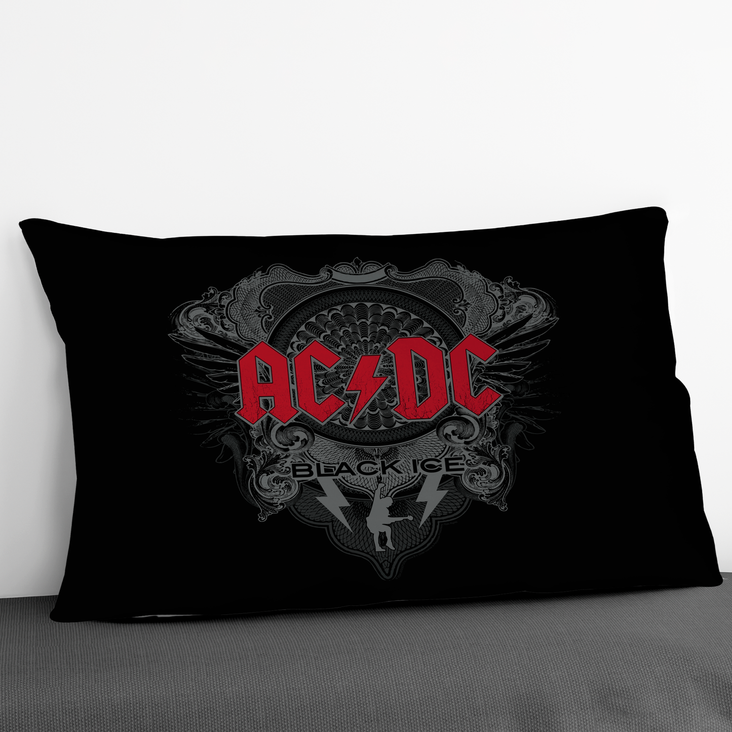 ACDC Black Ice Red Pillow - Print, Rectangular, Indoor Use, Size 20x14"