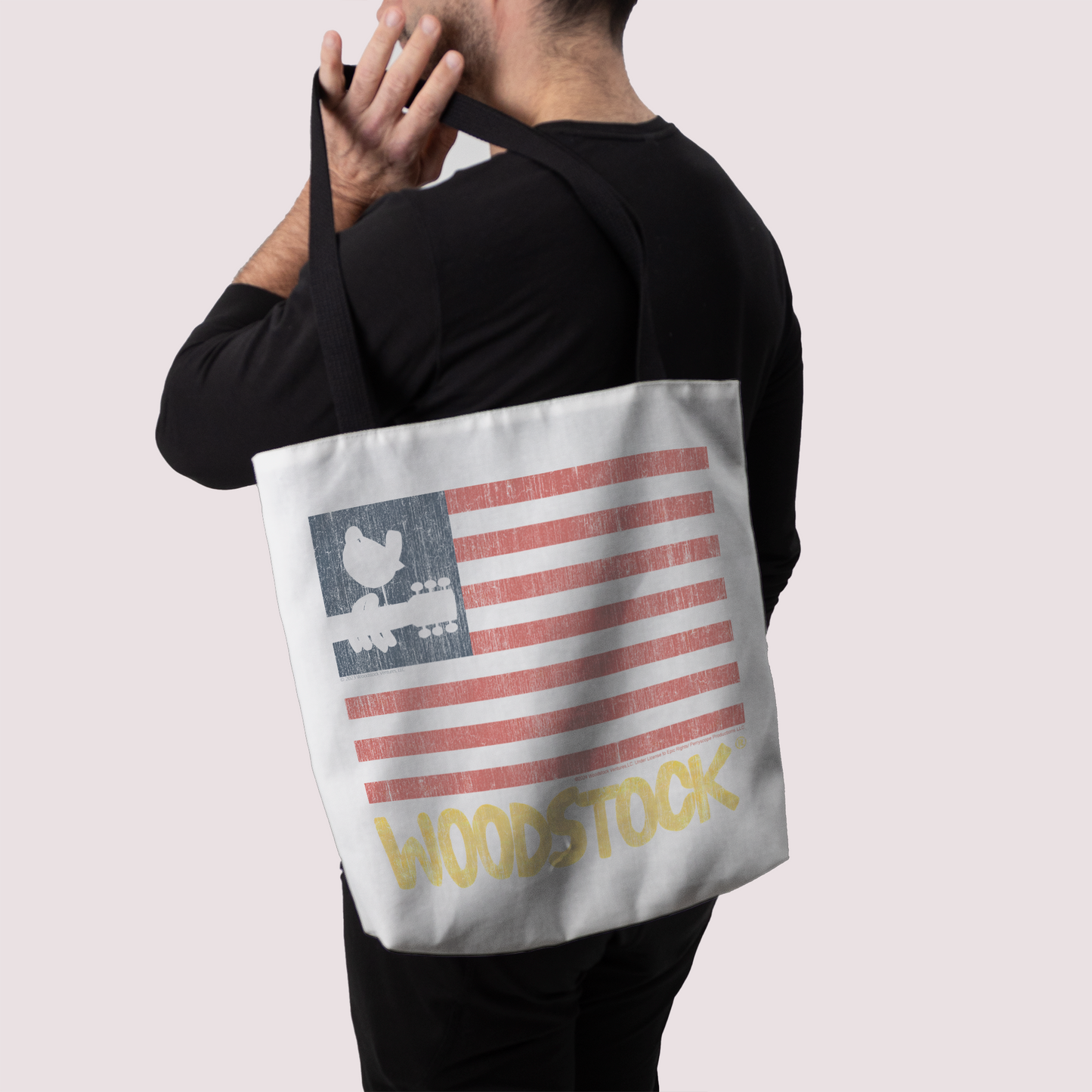 Woodstock Distressed Flag White and Woodstock Distressed Flag White with Tote Bag