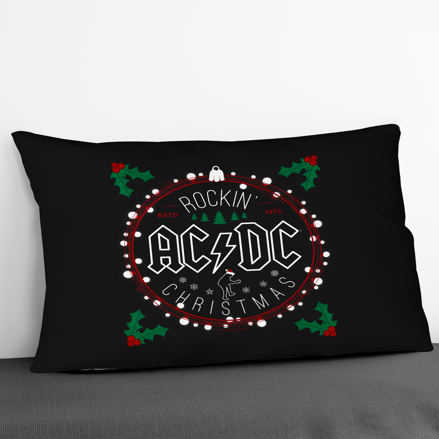 ACDC Christmas Circle Pillow rectangular