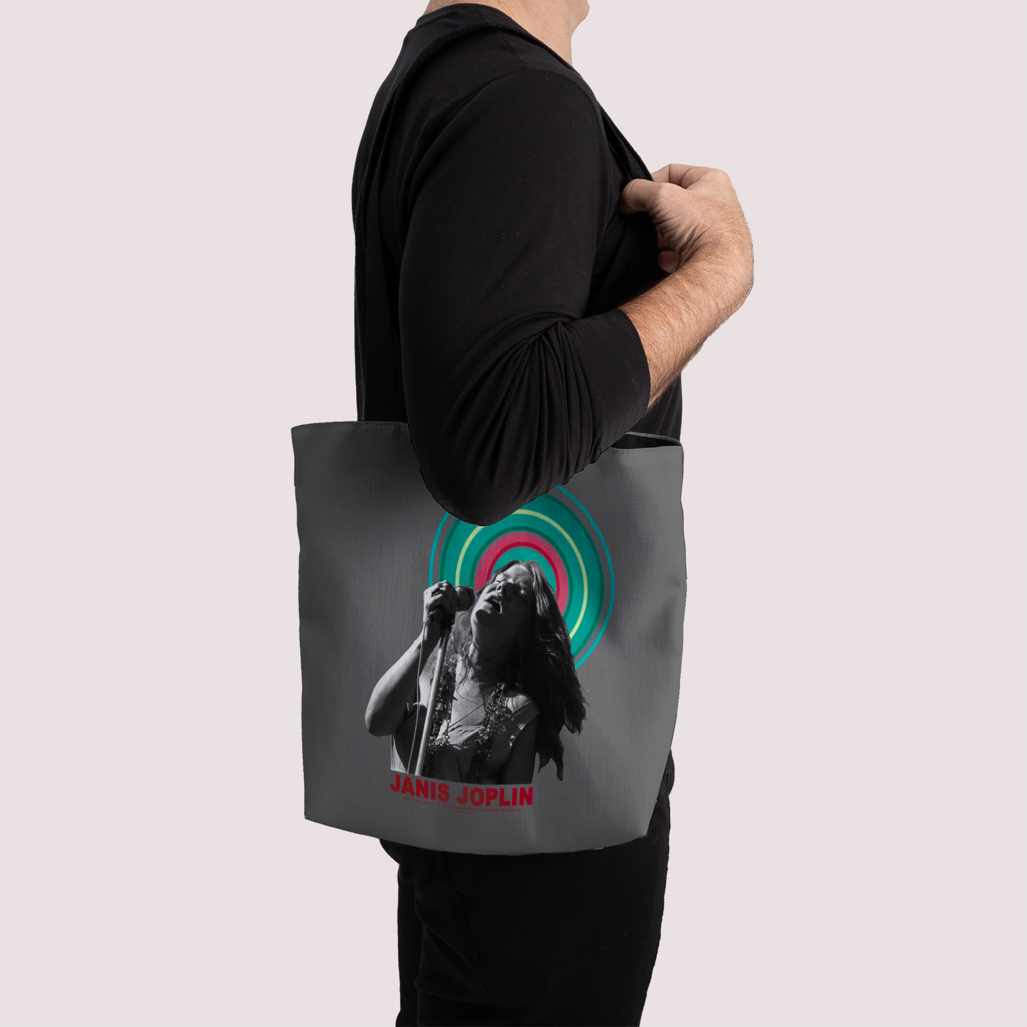 Janis Joplin Halo Photo Grey and Janis Joplin Halo Photo Grey with Tote Bag