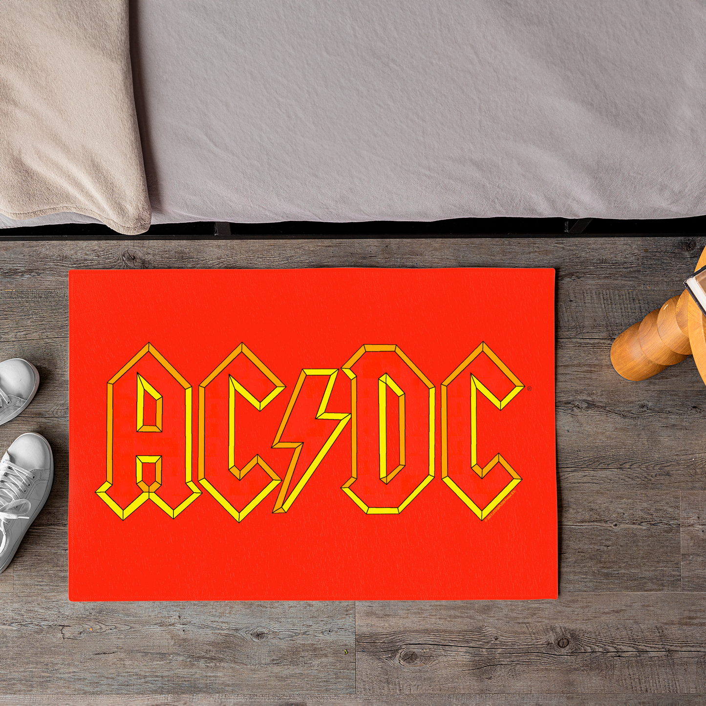 ACDC Yellow Outline Red Logo Area Rug